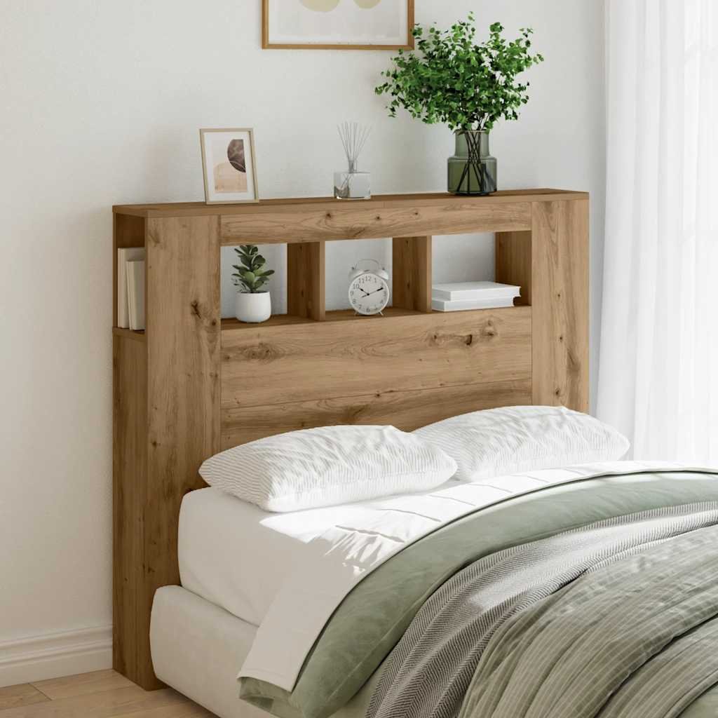 Walplus Engineered Wood LED Headboard - Oak - 120 x 18.5 x 103.5 cm