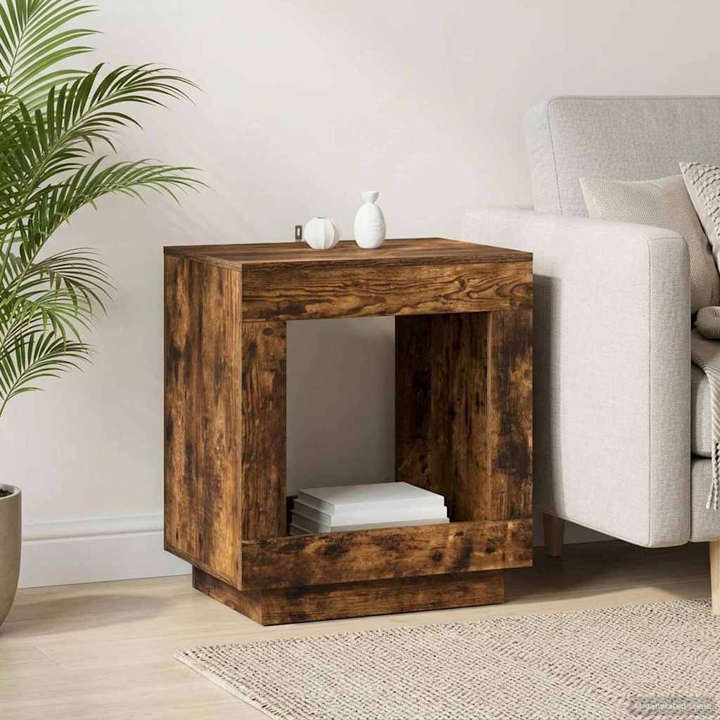 Walplus Engineered Wood Side Table - Dark Oak - 60 x 40 x 65 cm