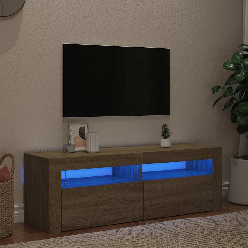 Walplus LED Engineered Wood TV Cabinet - Light Oak - 120 x 35 x 40 cm