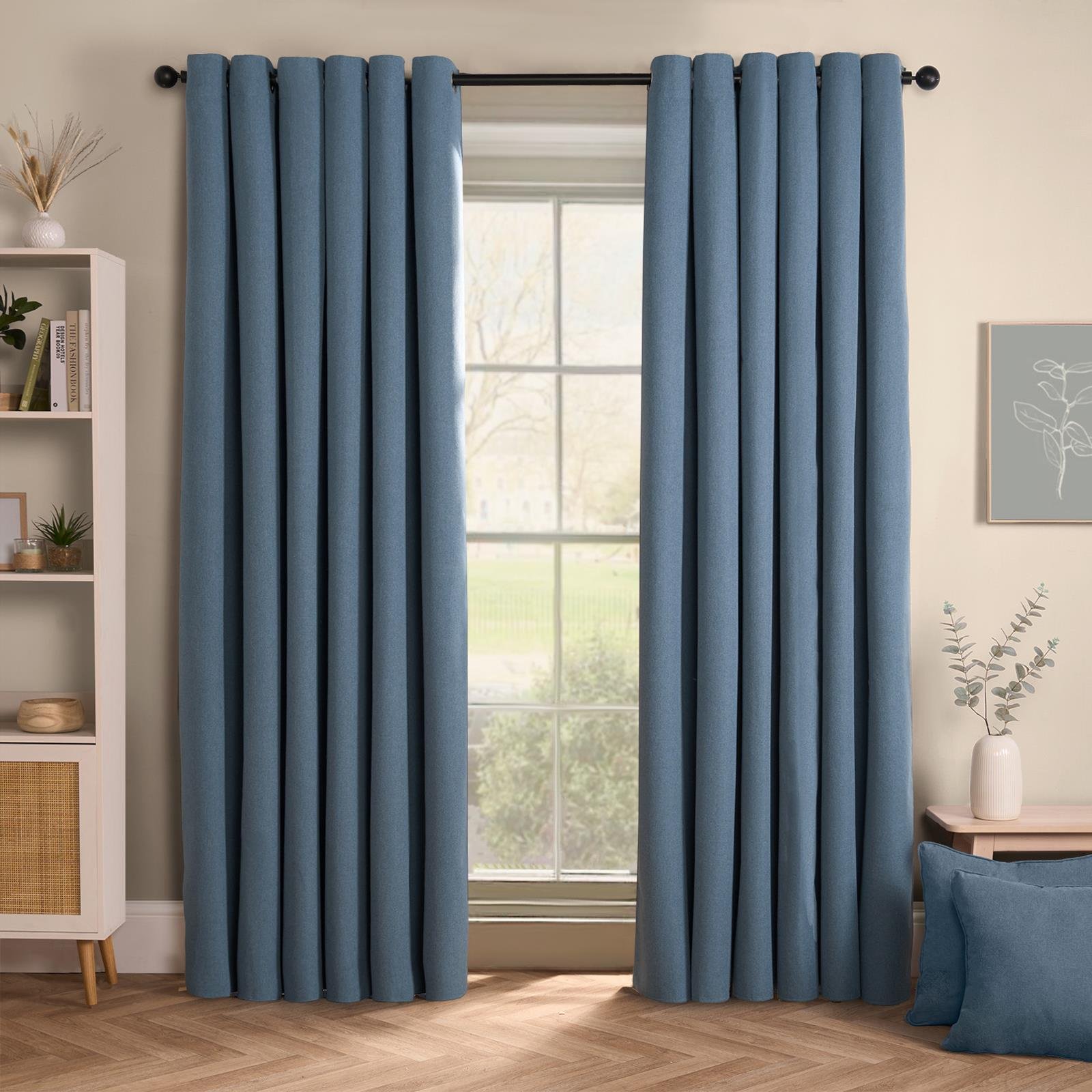 OHS Woven Texture Blackout Curtains - 168 x 229cm - Blue