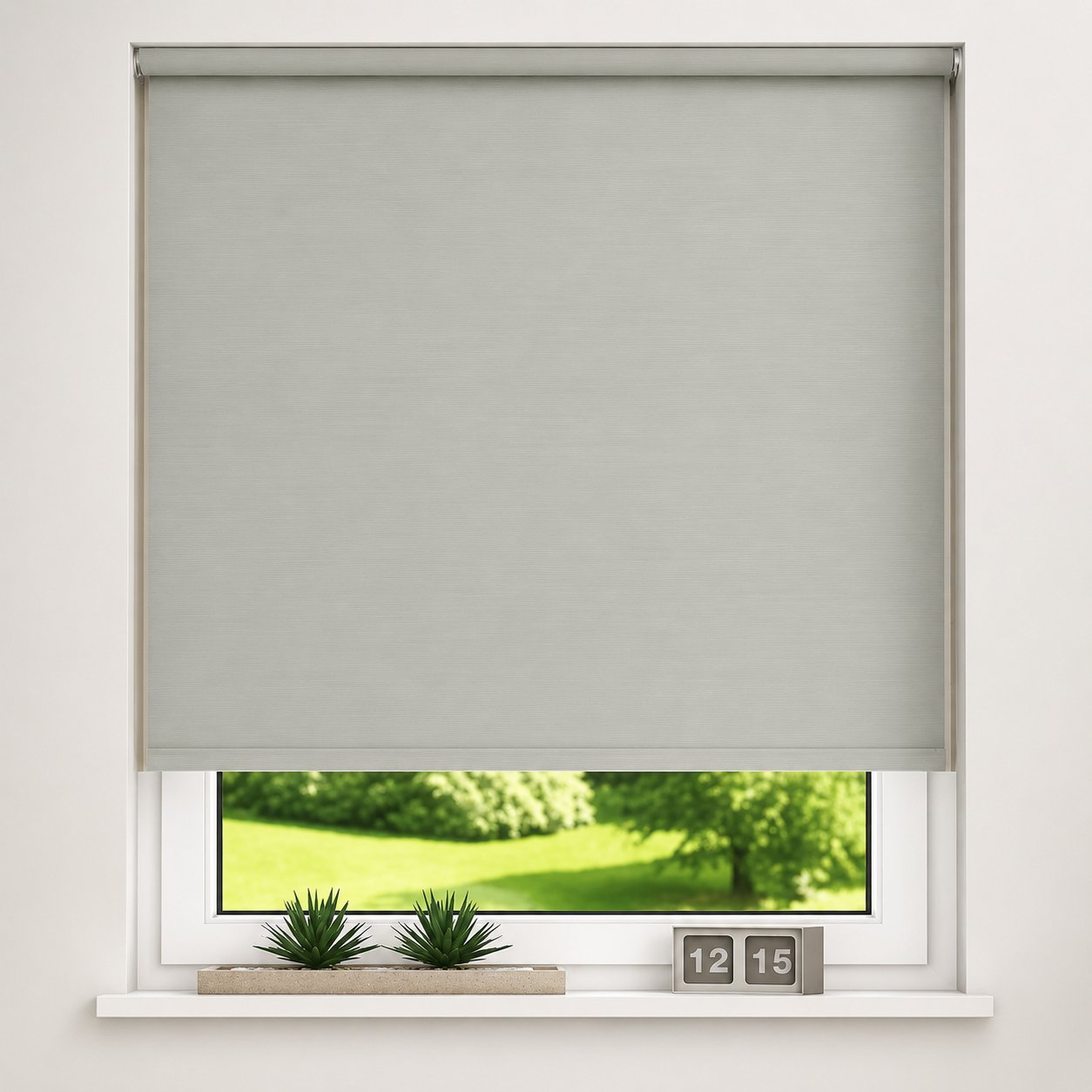 New Edge Blinds Light Grey Thermal Blackout Roller Blind - 60cm x 165cm