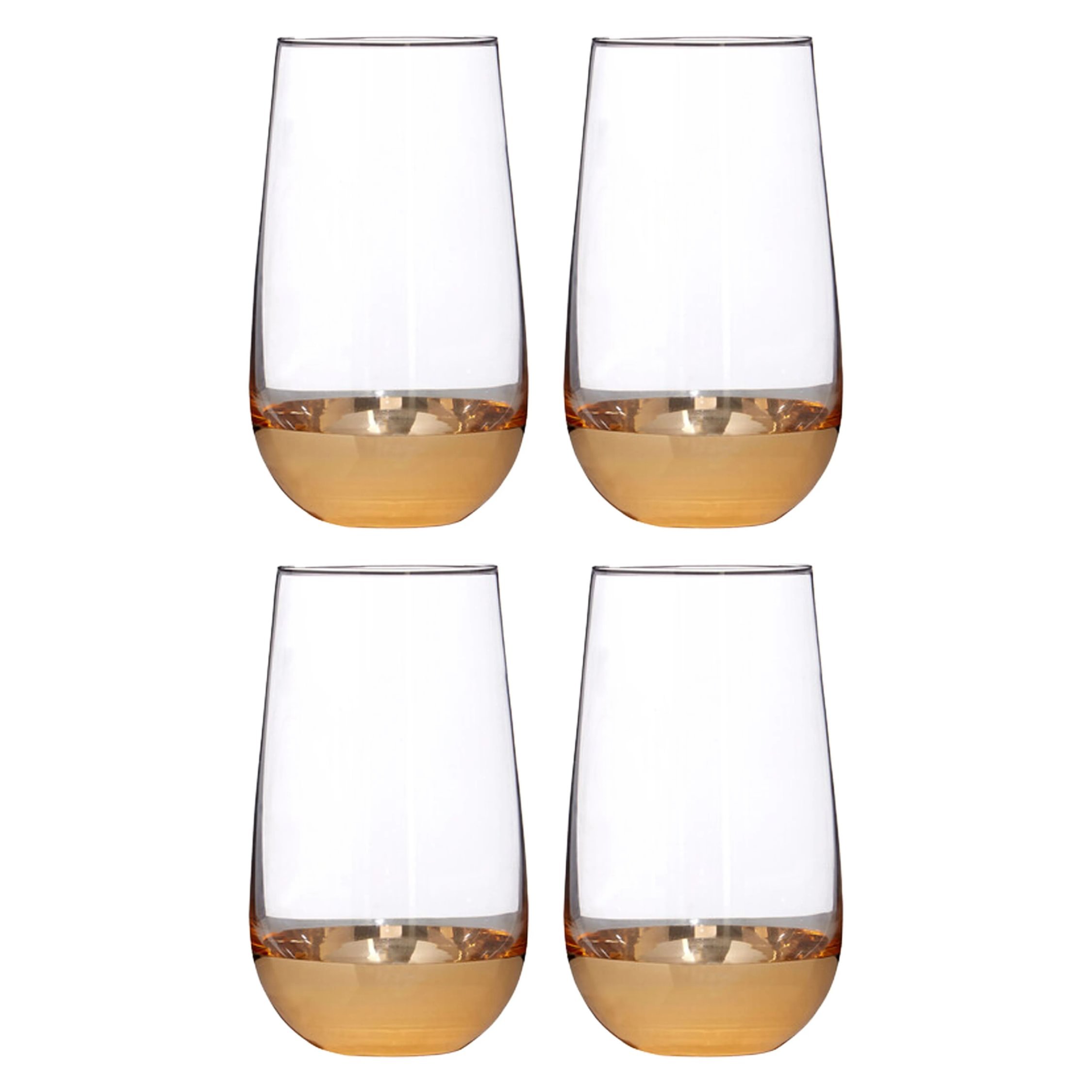 Orsina Horizon Set of 4 Highball Glasses – Gold & Clear