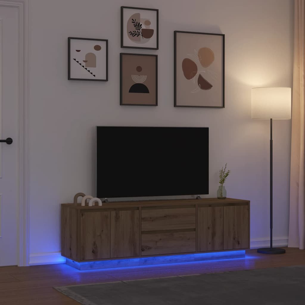 Walplus LED Engineered Wood TV Cabinet - Oak - 160.5 x 41 x 50 cm