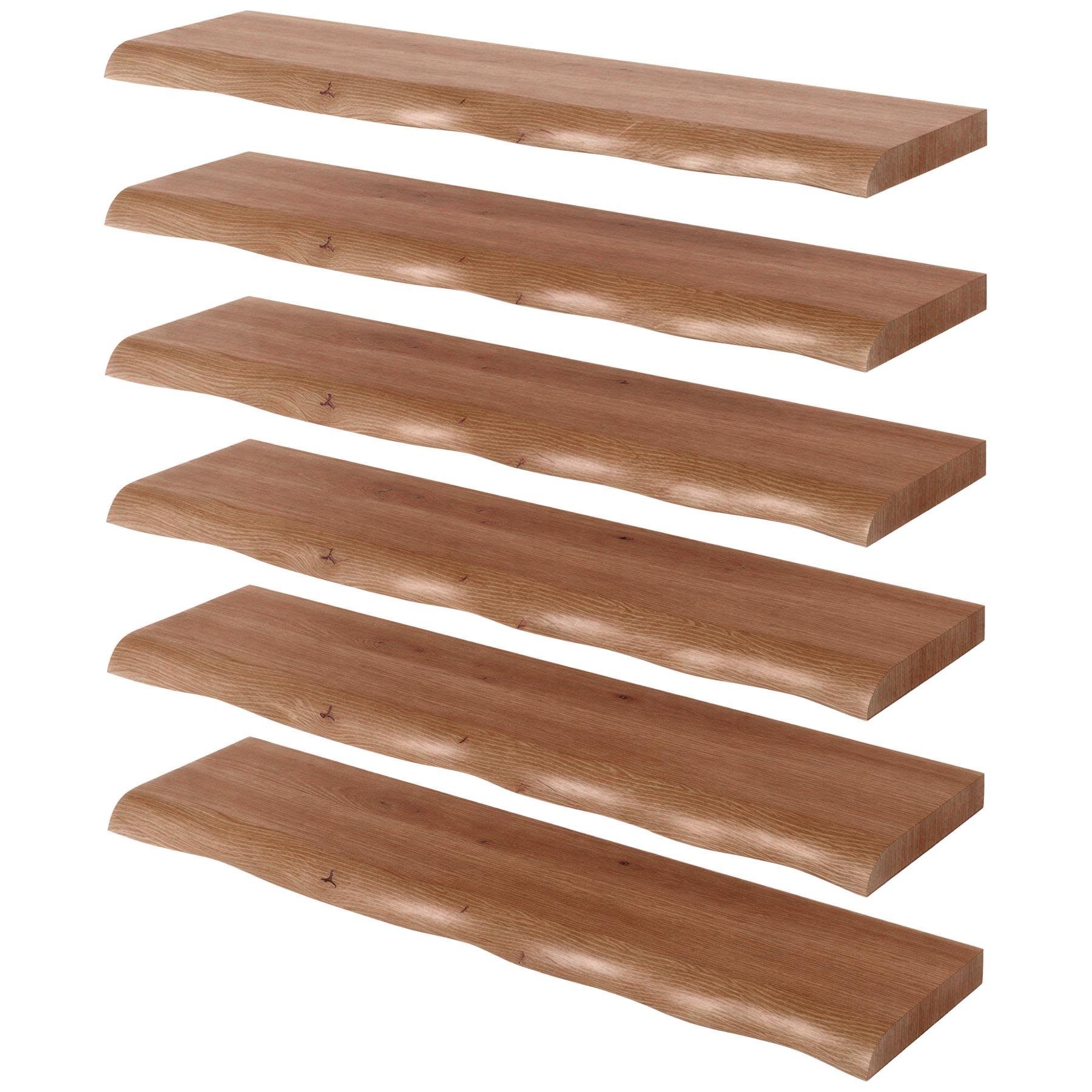Harbour Housewares 80cm Wooden Live Edge Floating Shelves Pack of 6 - Walnut