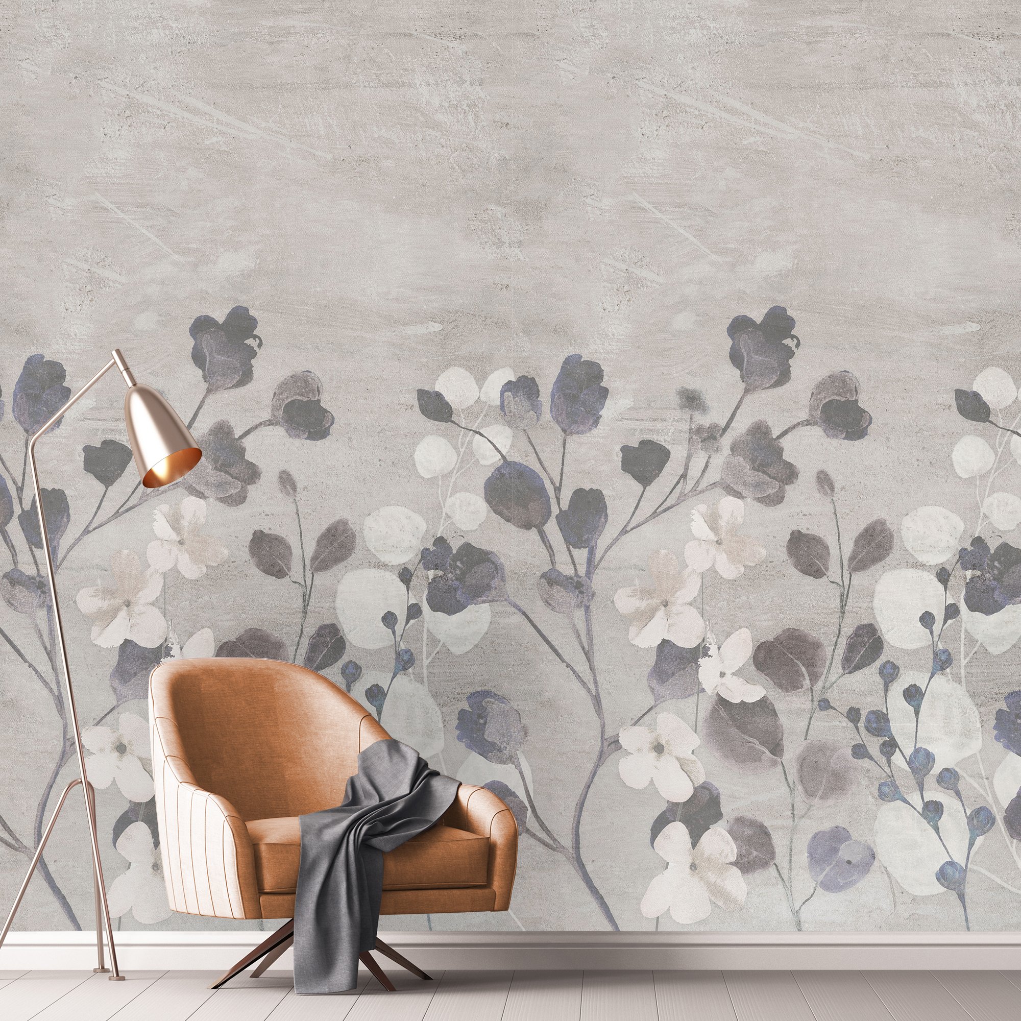 Grandeco Concrete 3 lane Repeatable Textured Wallpaper Mural  - Grey