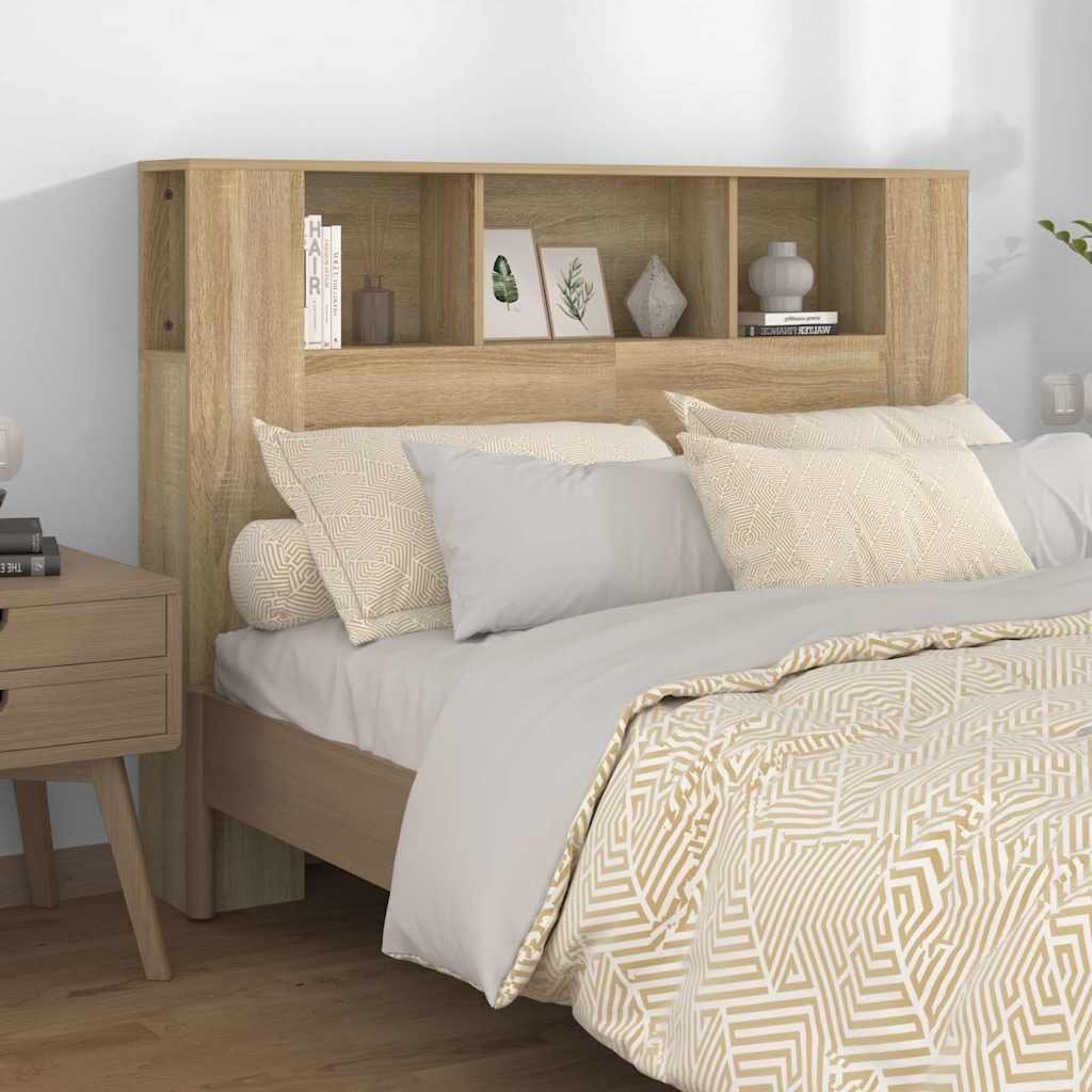 Walplus Engineered Wood Headboard Cabinet - Light Oak - 140 x 18.5 x 104.5 cm