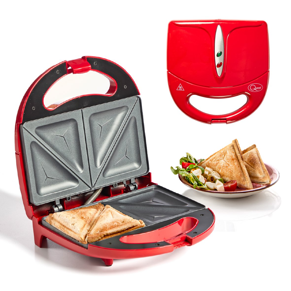Quest 2 Slice Toastie Maker With Non-Stick Plates  750W - Red