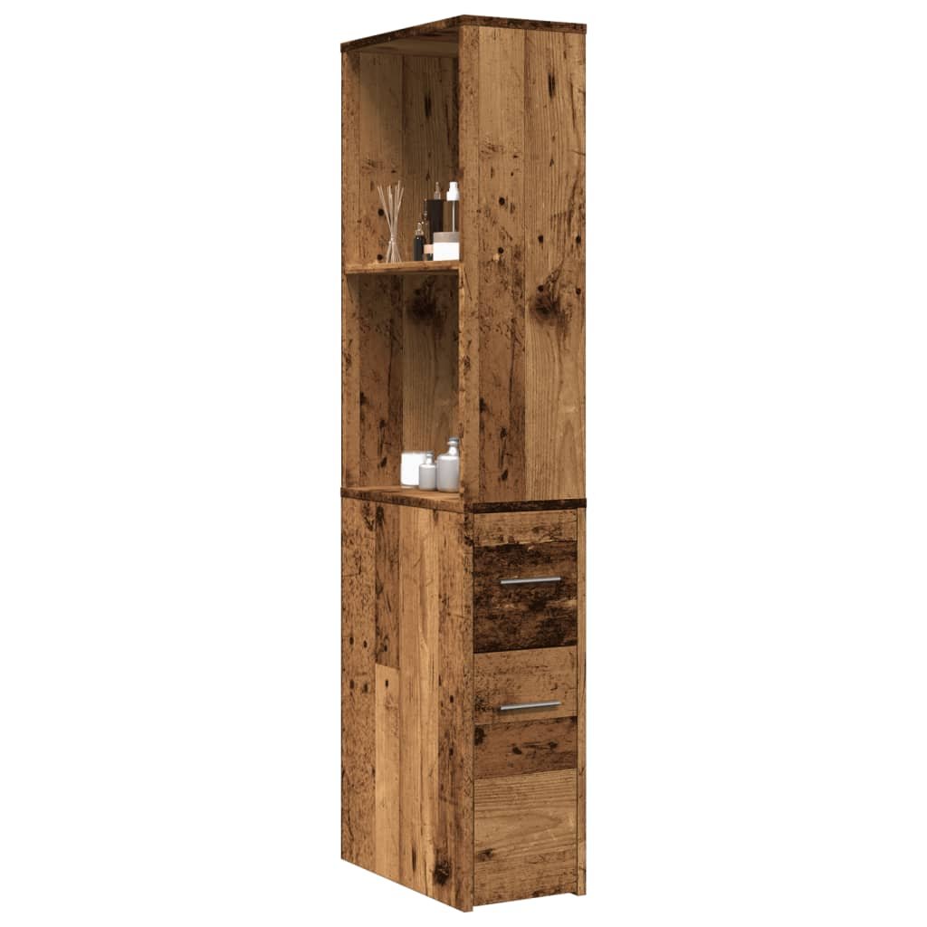 Walplus Engineered Wood Cupboard - Dark Wood - 22 x 41 x 135 cm