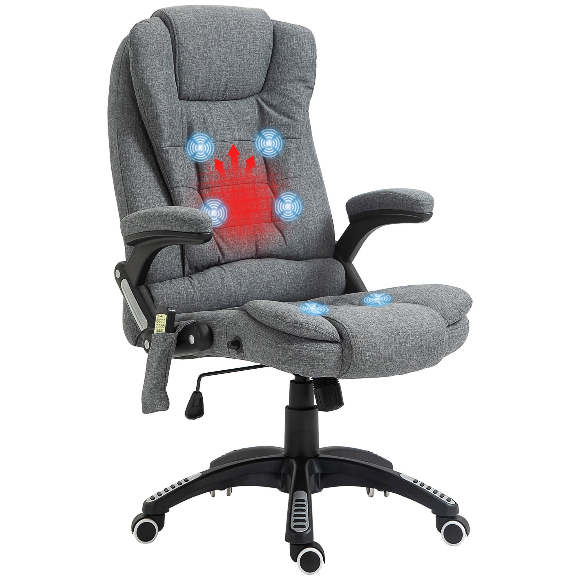 Vinsetto Massage Office Chair with Lumbar Heating - Grey