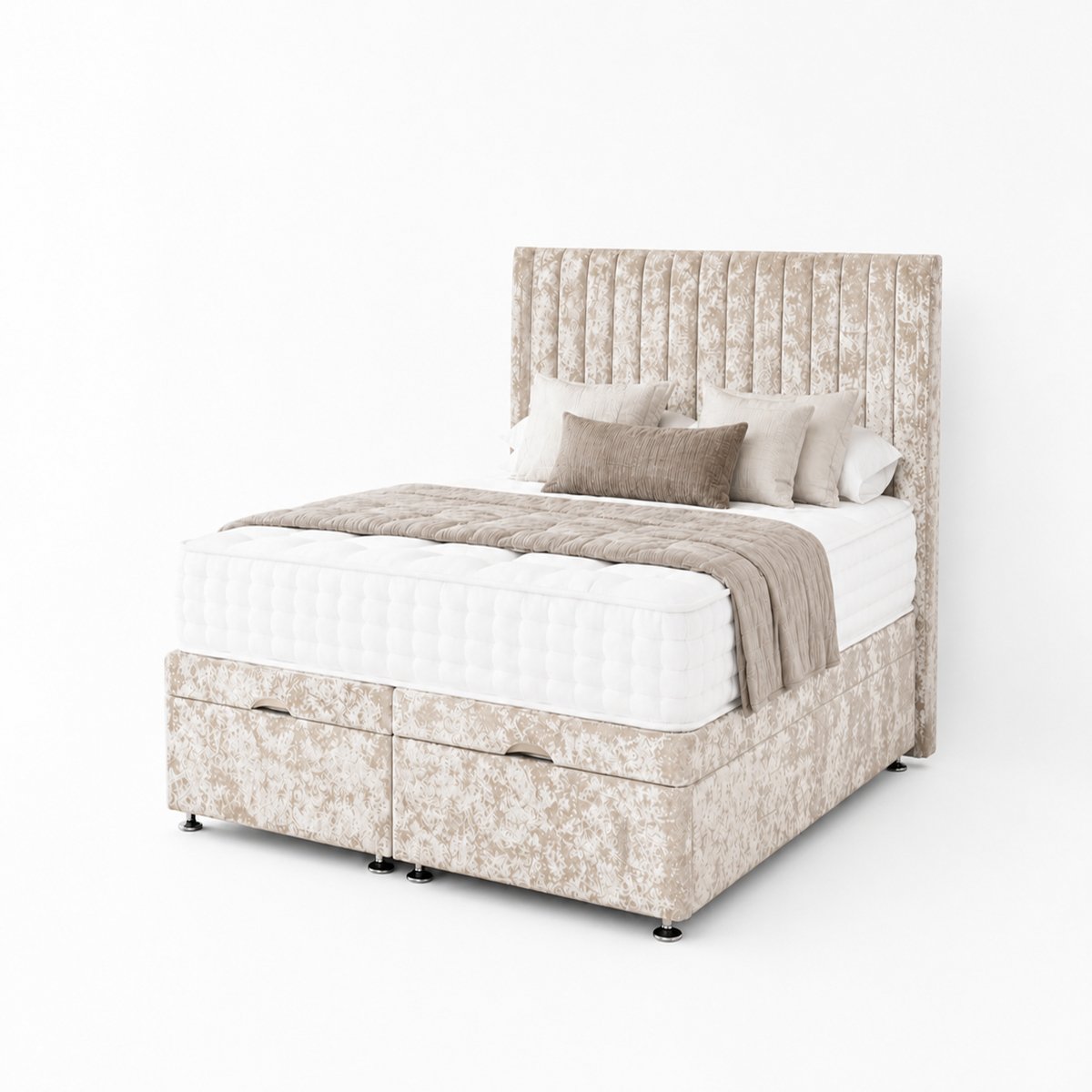 Comfy Deluxe Eva 4ft6 Double End Lift Ottoman Bed Set - Cream