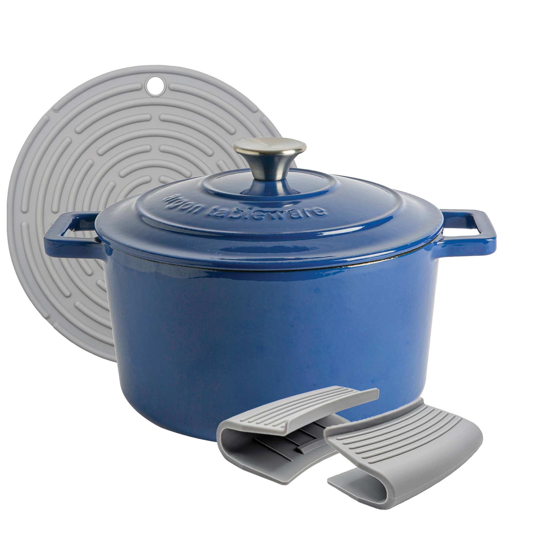 Argon Tableware Cast Iron Casserole Dish - Midnight Blue