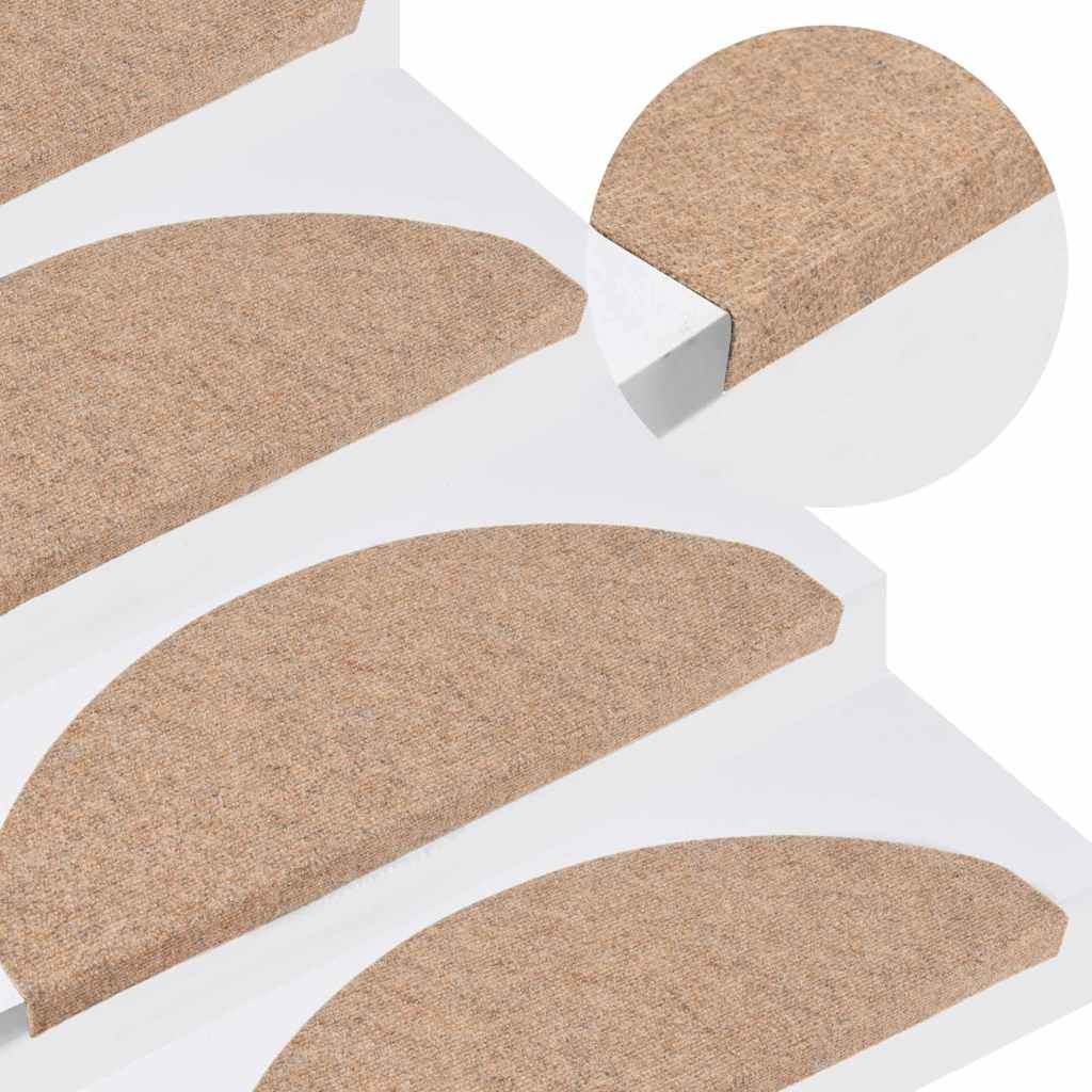 Walplus Pack of 15 Needle-Punched Stair Mats - Beige - 65 x 22.5 cm