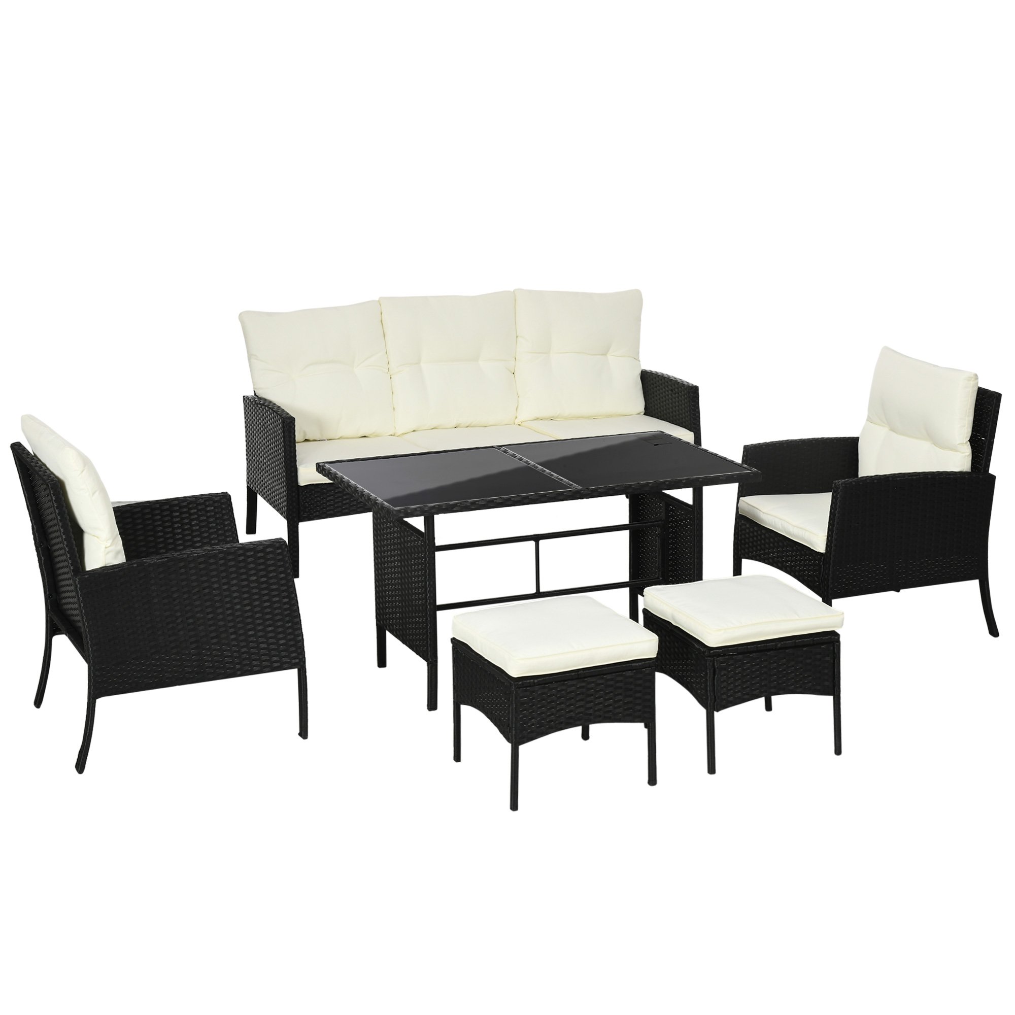 Outsunny Rattan Garden Furniture Set - Cream