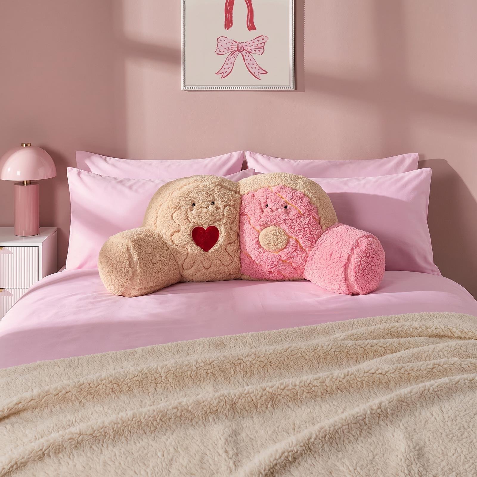 OHS Kids Party Biscuit Duo Cuddle Cushion - Natural/Pink