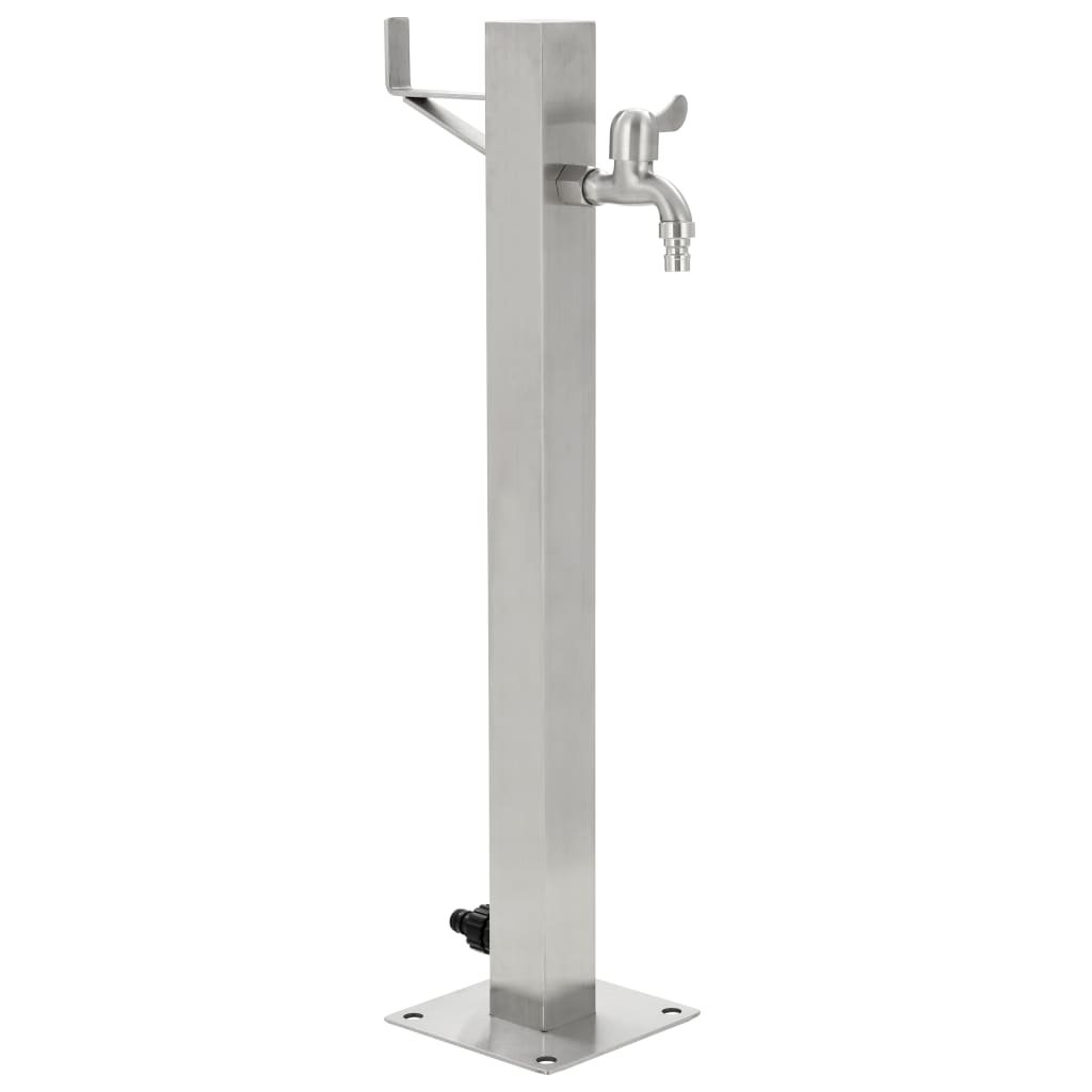Walplus Stainless Steel Garden Water Column Square - Silver - 65 cm
