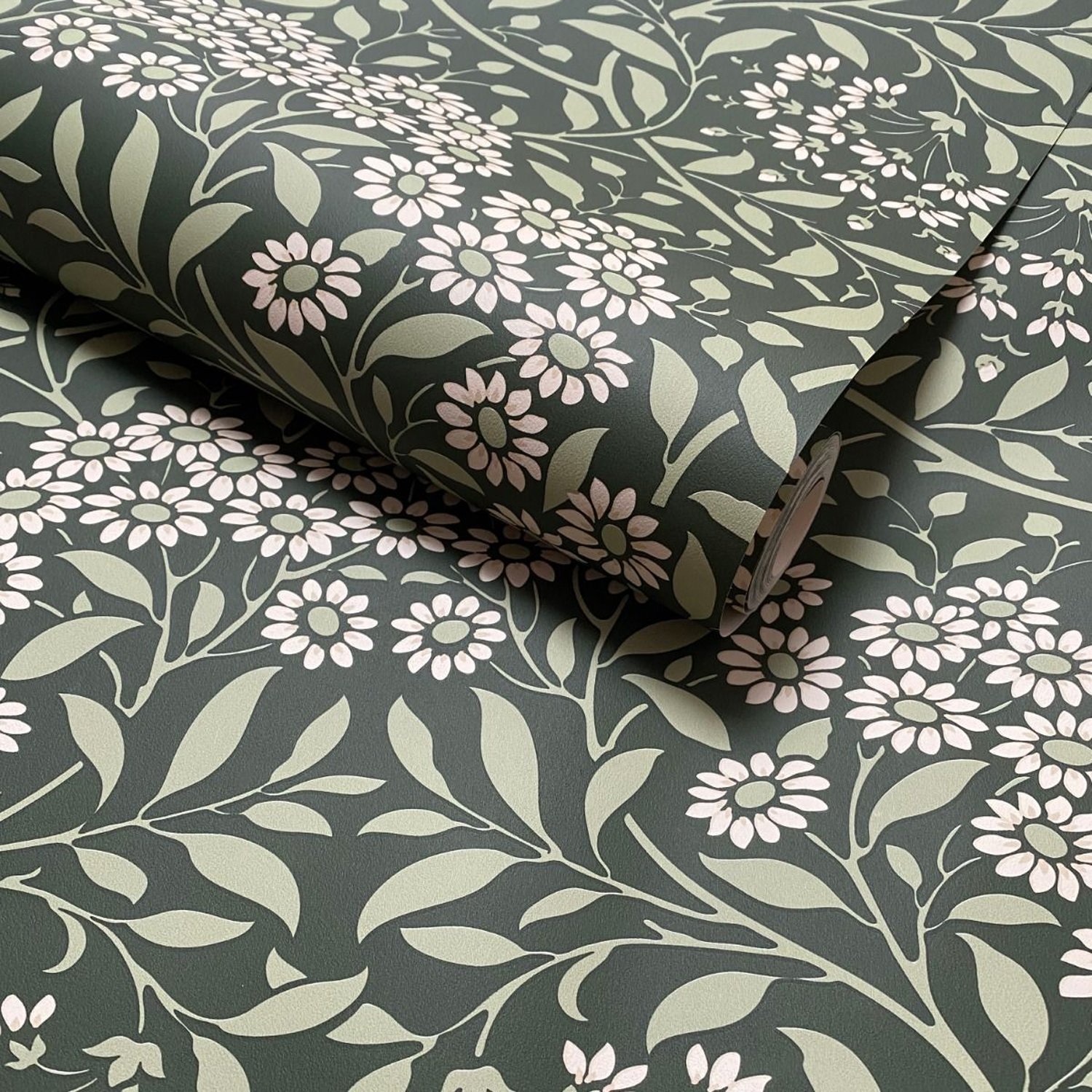 World Of Wallpaper Botanical Damask Wallpaper - Green & White