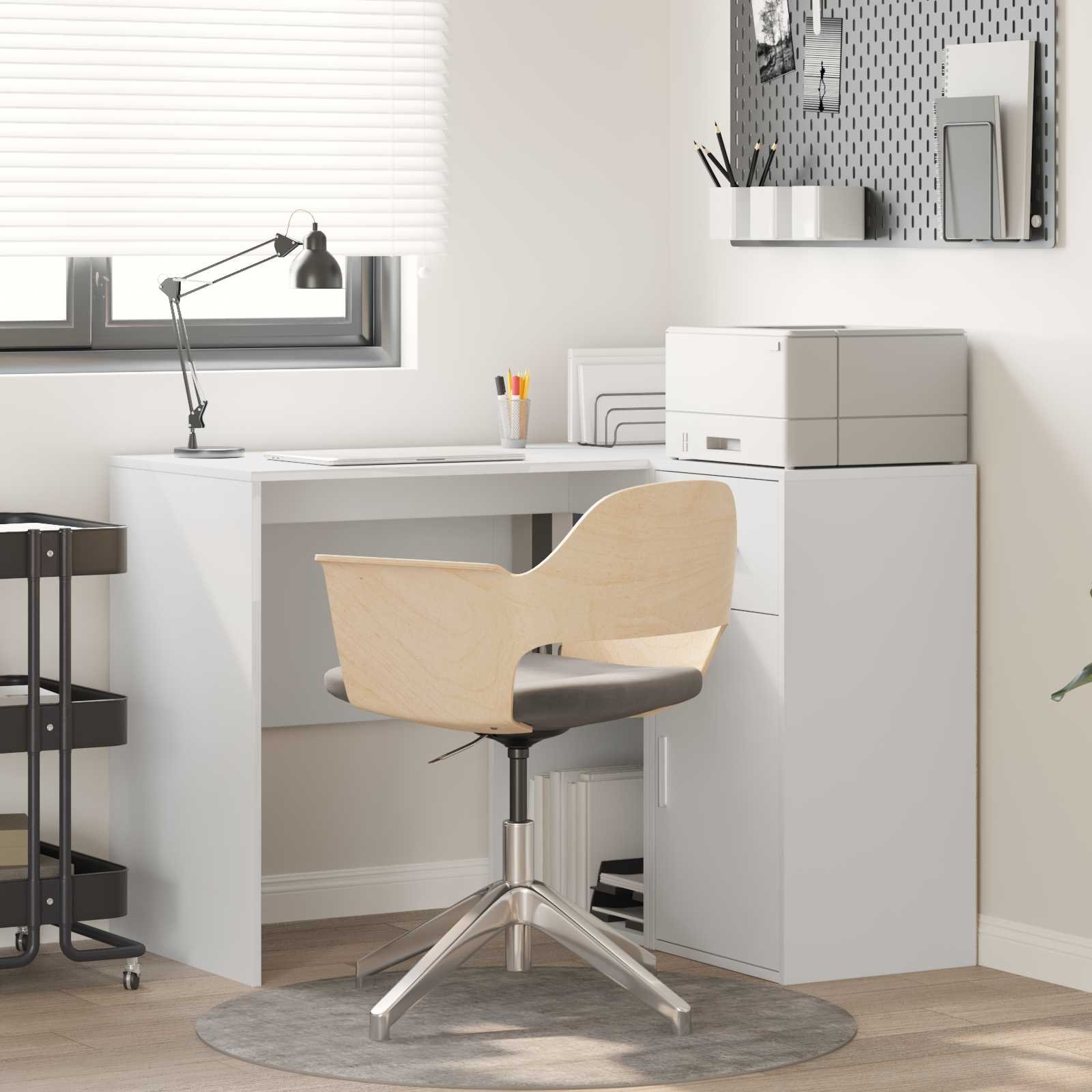 Walplus Corner Desk with Drawer with Shelves - White - 102 x 88 x 75 cm