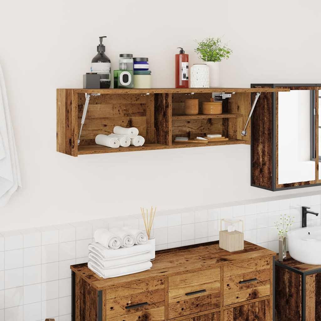 Walplus Engineered Wood Bathroom Wall Cabinet - Old Wood - 100 x 25 x 30 cm