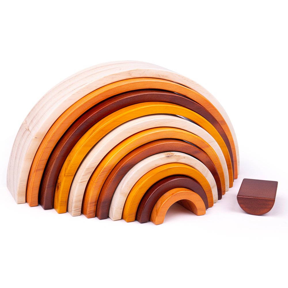 Bigjigs Toys Natural Wooden Stacking Rainbow - Large 18 Months +