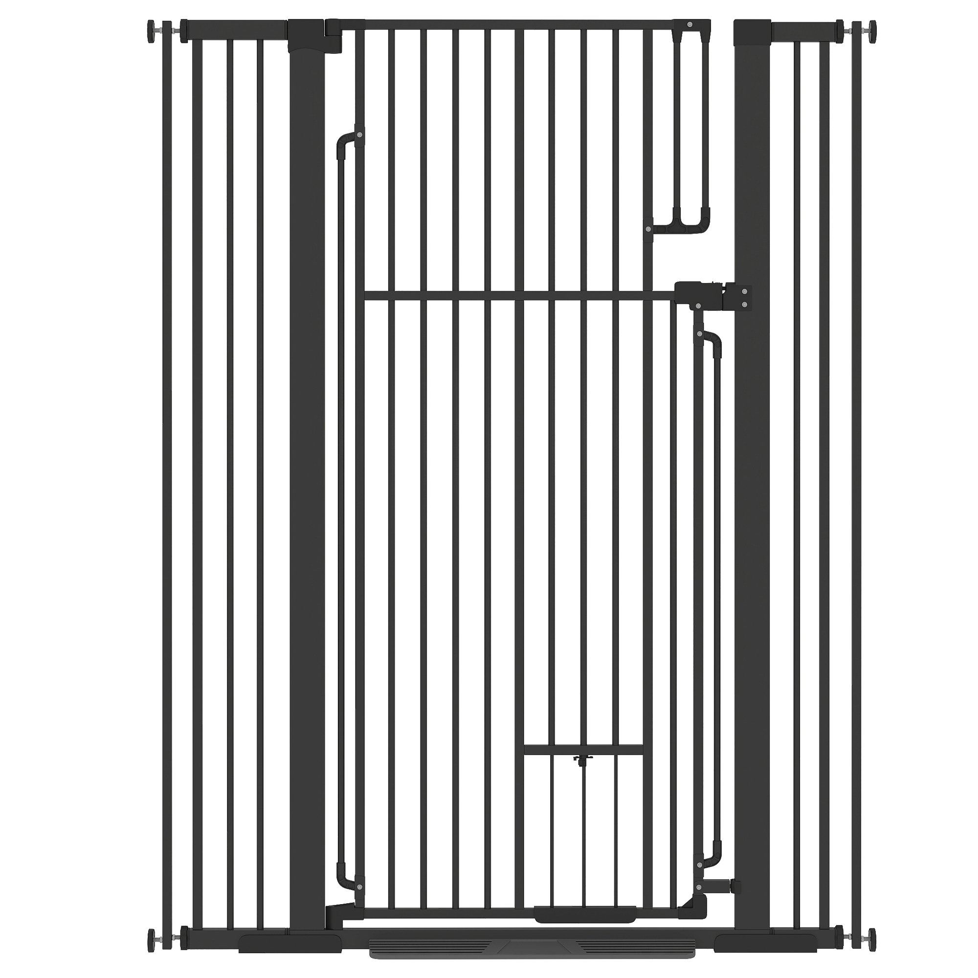 PawHut Pressure Mounted Cat Door Pet Gate - 81-108cm x 135cm - Black