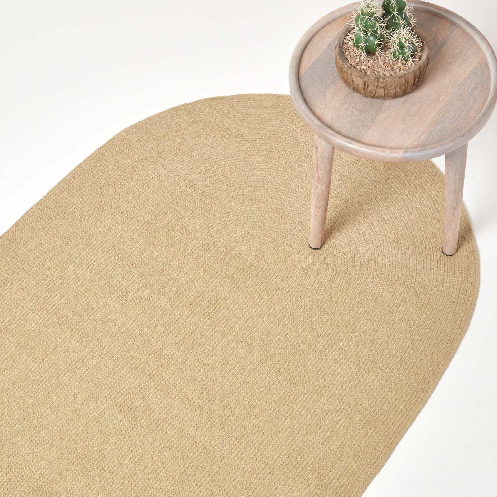 Homescapes Linen Handmade Woven Braided Oval Rug - 50 x 80cm