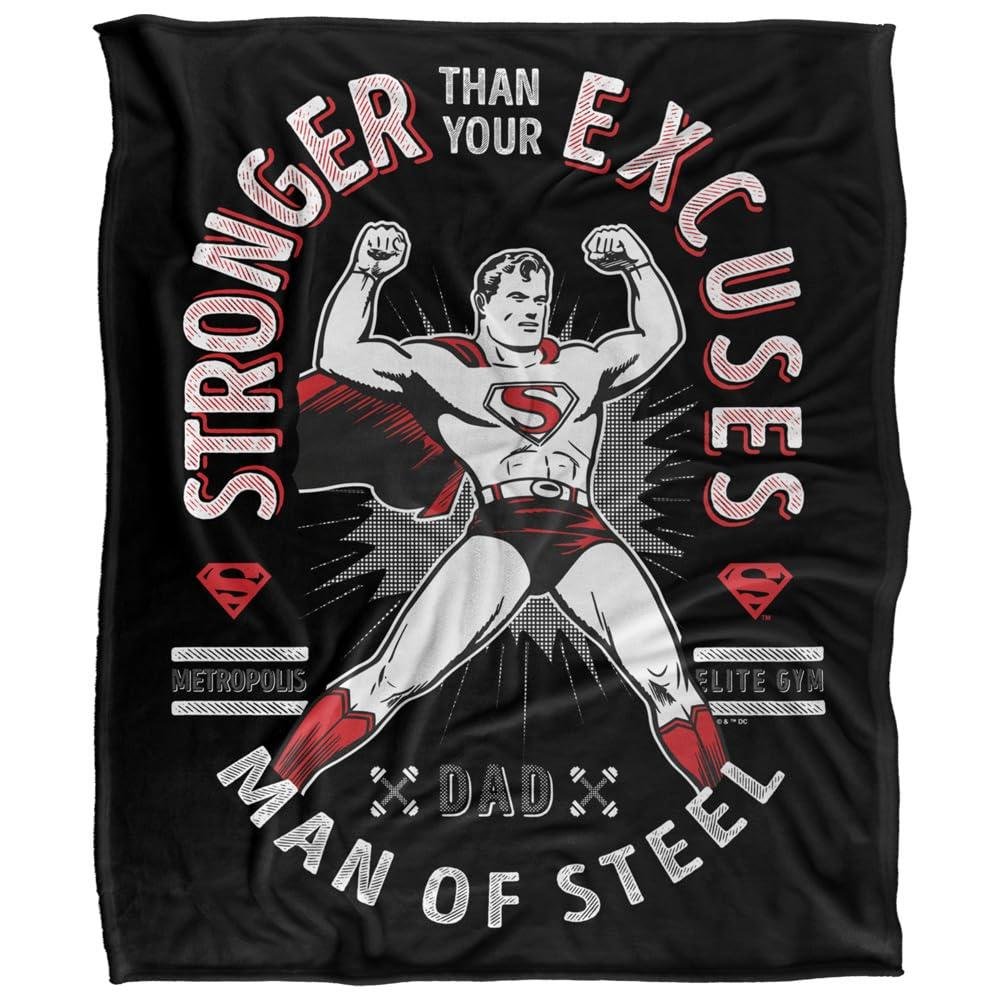 Superman Stronger Than Excuses Soft Touch Fathers Day Blanket - 152cm x 127cm
