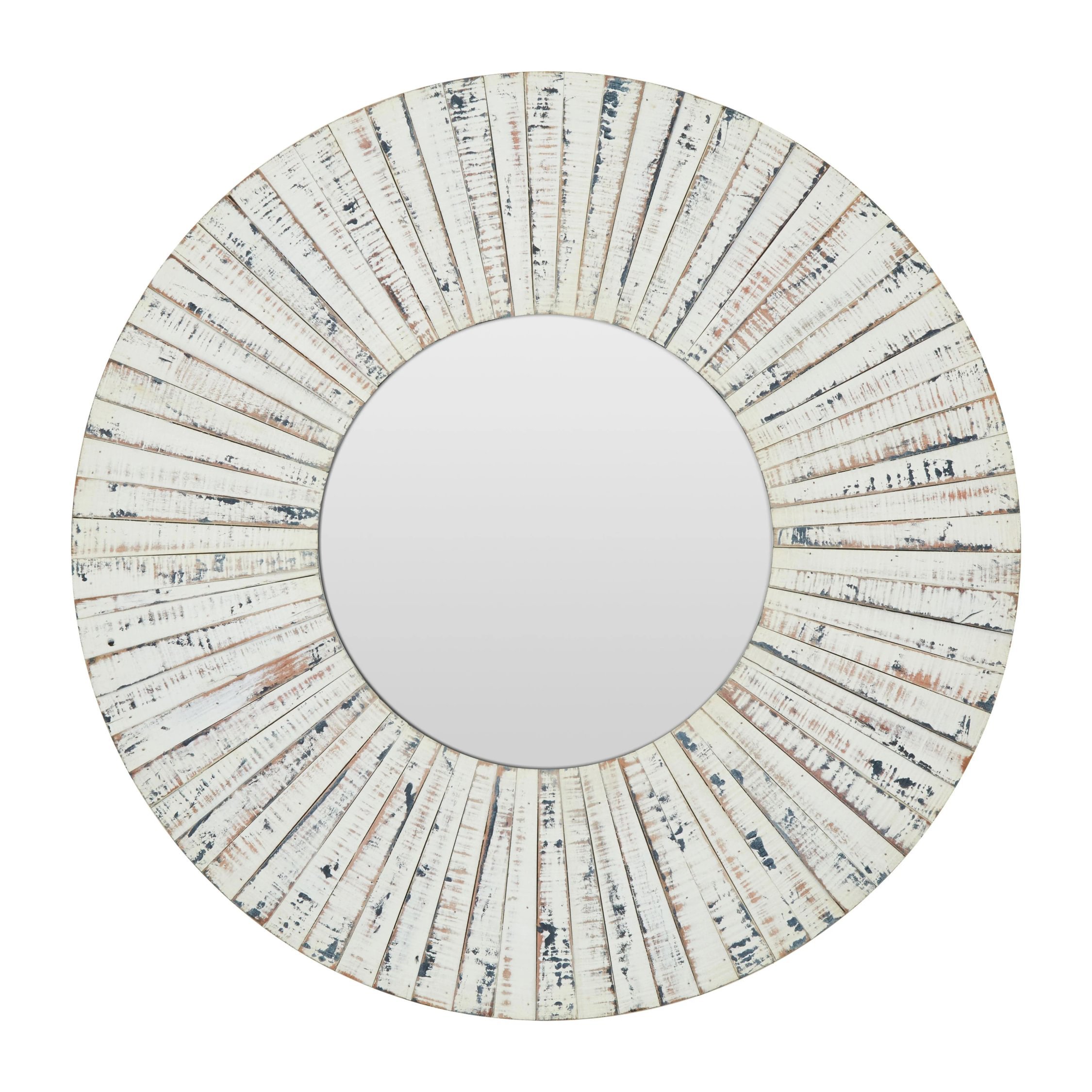 Orsina Driftwood Wash Round Wall Mirror – White
