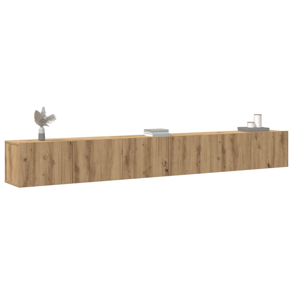 Walplus 3 Piece Engineered Wood TV Cabinet Set - Brown - 80 x 30 x 30 cm