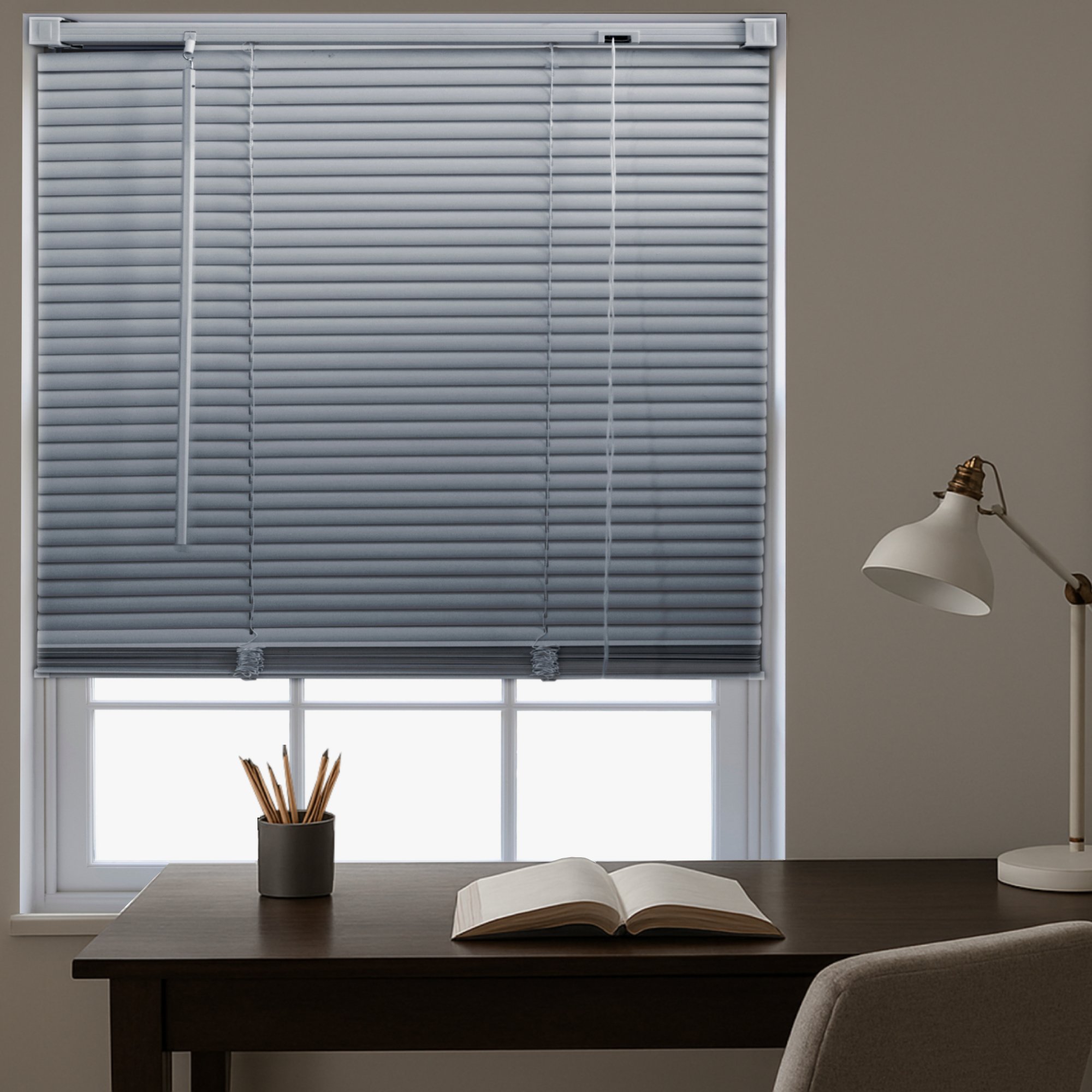 Furnished Grey PVC Venetian Blind - 45 x 150cm