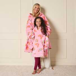 OHS Kids Croissant & Bow Print Hoodie Blanket - Pink