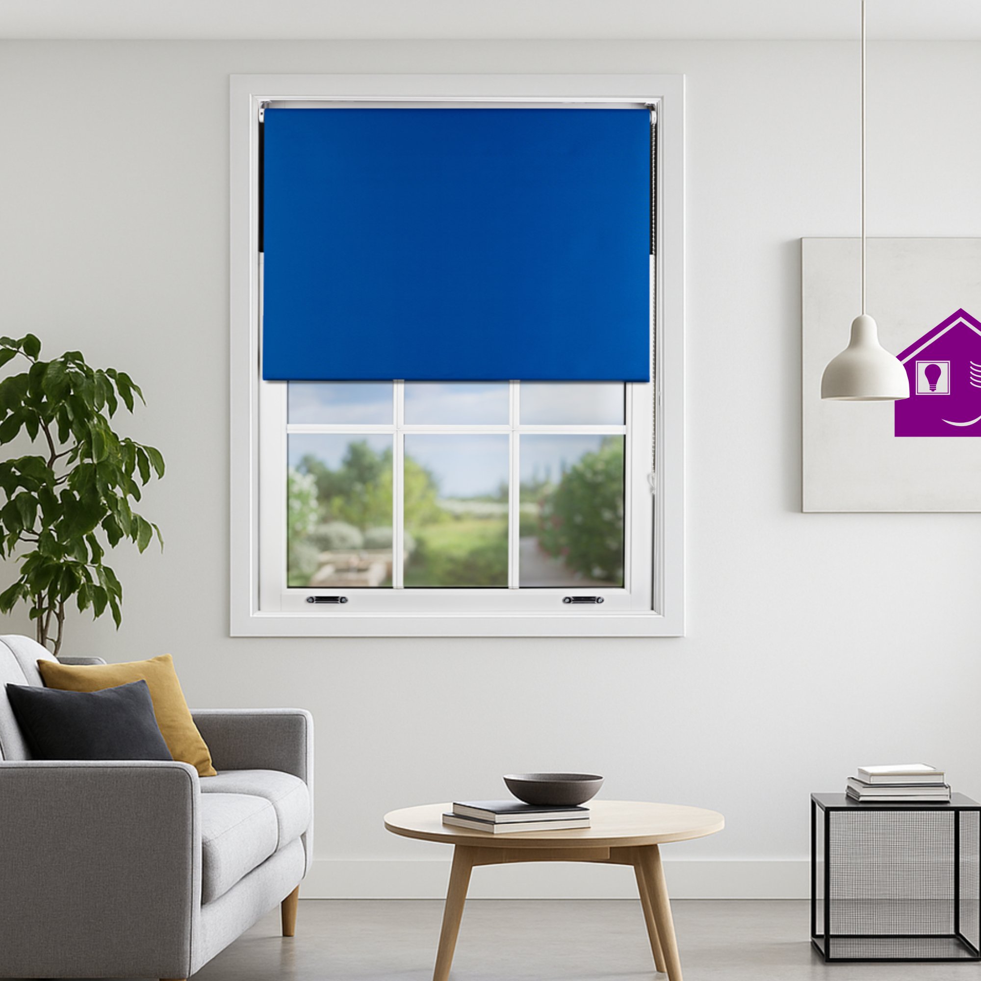 Furnished Blue Blackout Roller Blind - 50 x 165cm