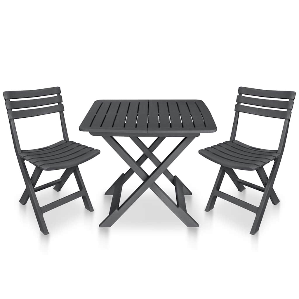 Walplus 3 Piece Plastic Folding Bistro Set - Anthracite - 79 x 72 x 70 cm