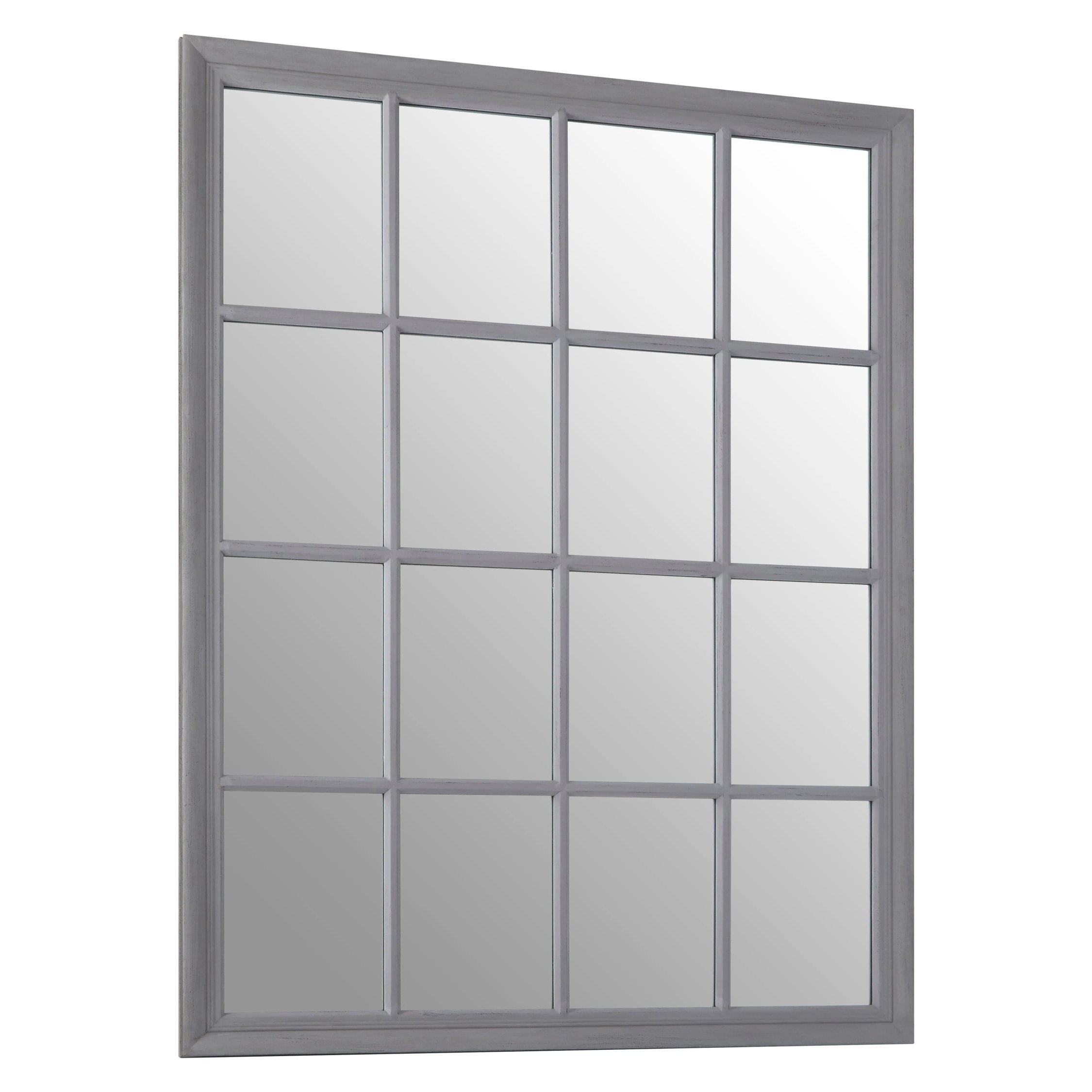 Orsina Hawthorne Antique Finish Wooden Grid Wall Mirror – Grey