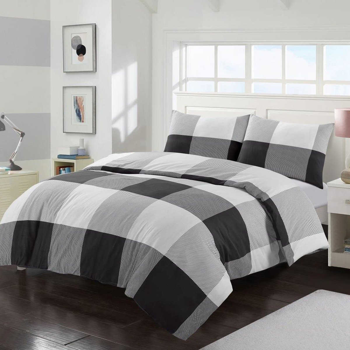 HomeSpace Direct Larry Black Duvet Cover Set - Double