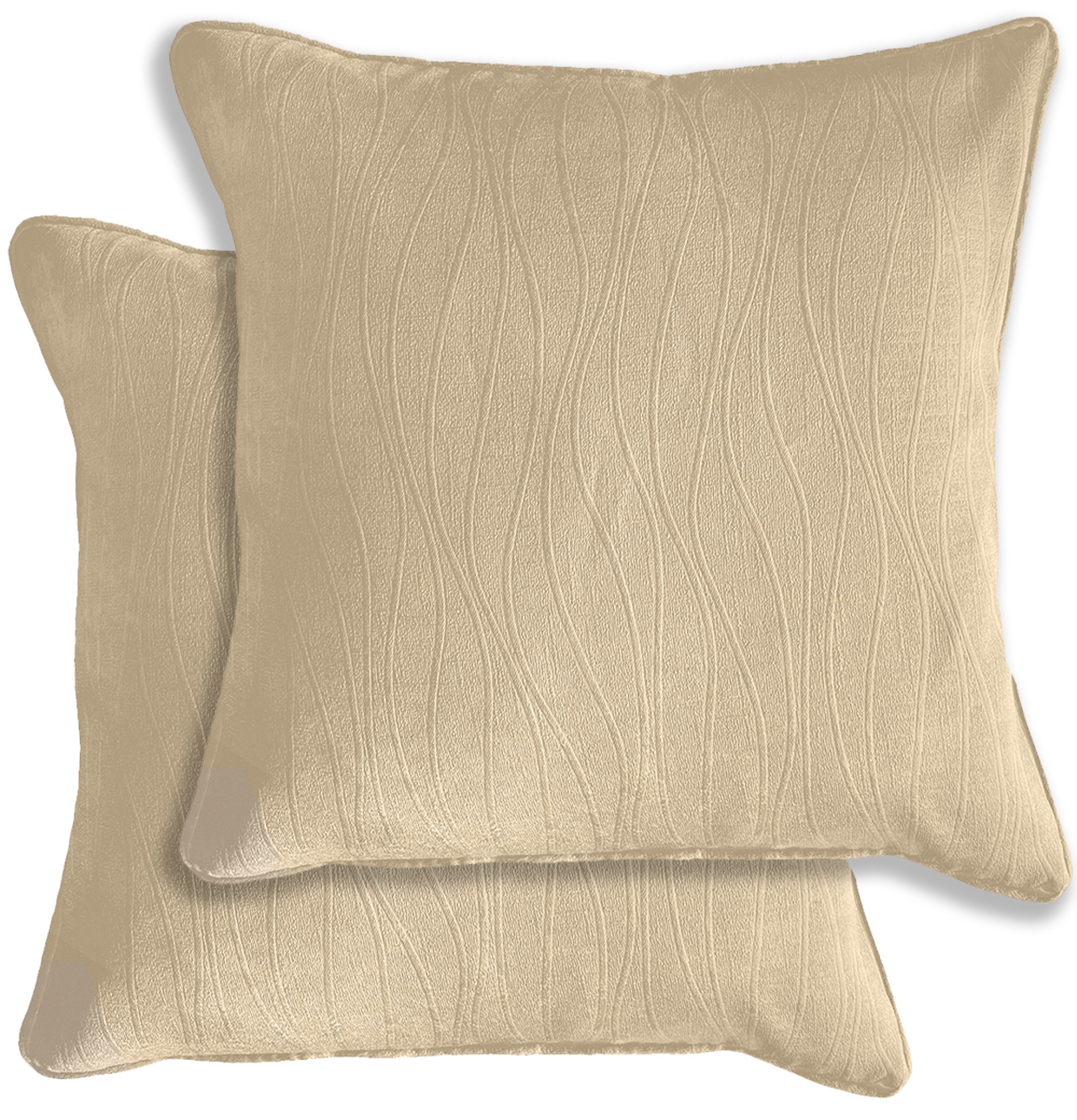 Enhanced Living Goodwood Textured Wave Cushion Covers - 43 x 43cm - Cream