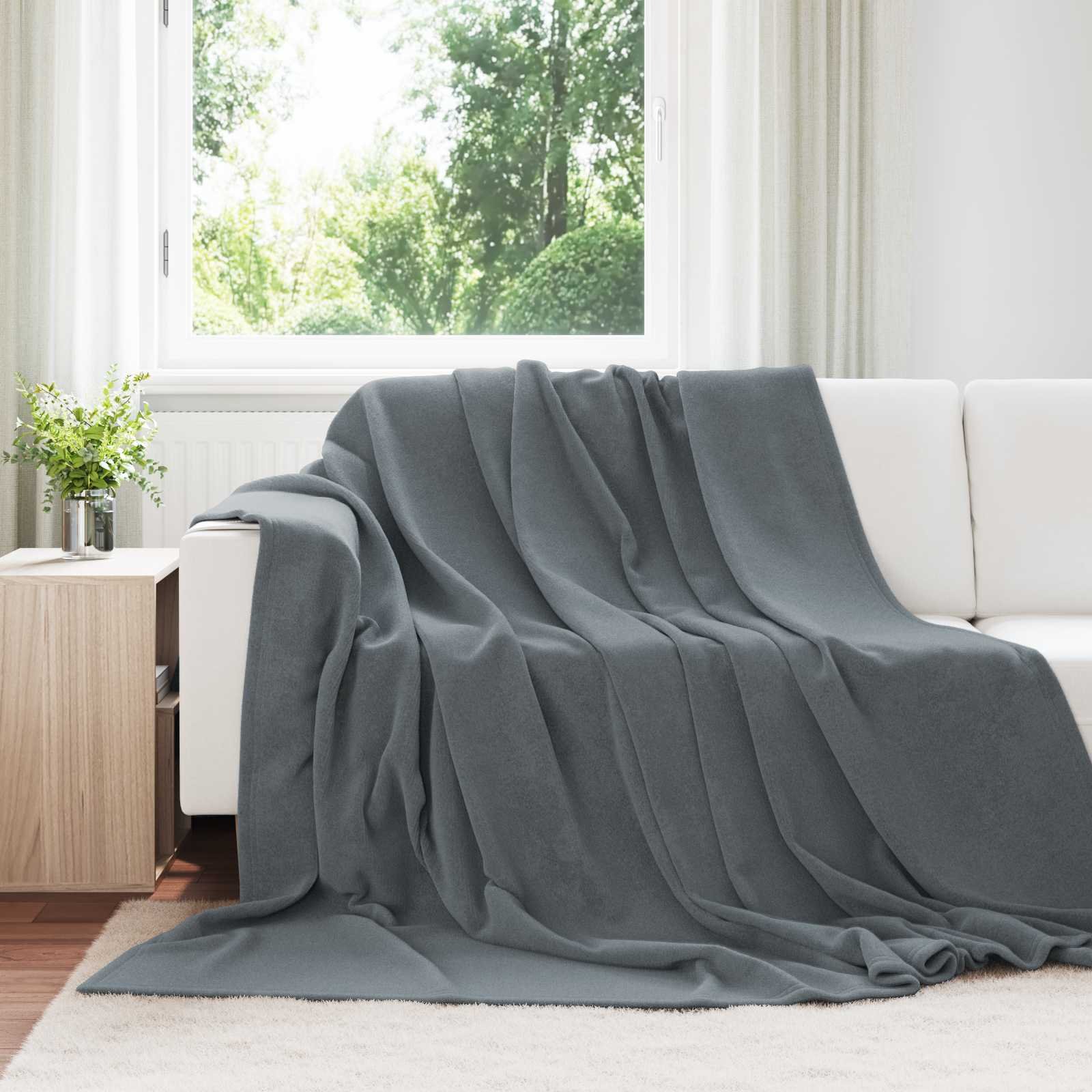 Walplus 2 kg Fleece Throw Blanket - Dark Grey - 240 x 220 cm