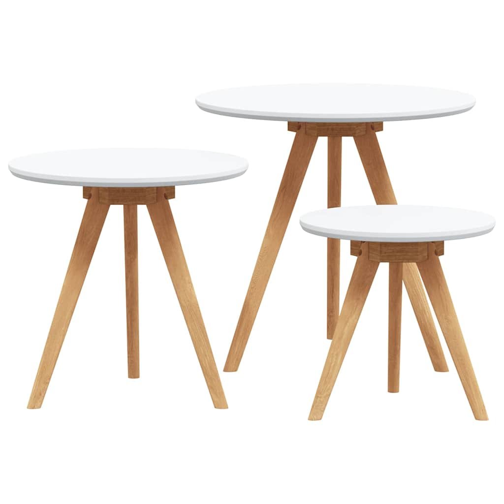 Walplus Pack of 3 Solid Walnut Wood Coffee Table - Brown - 50 x 50 x 46 cm