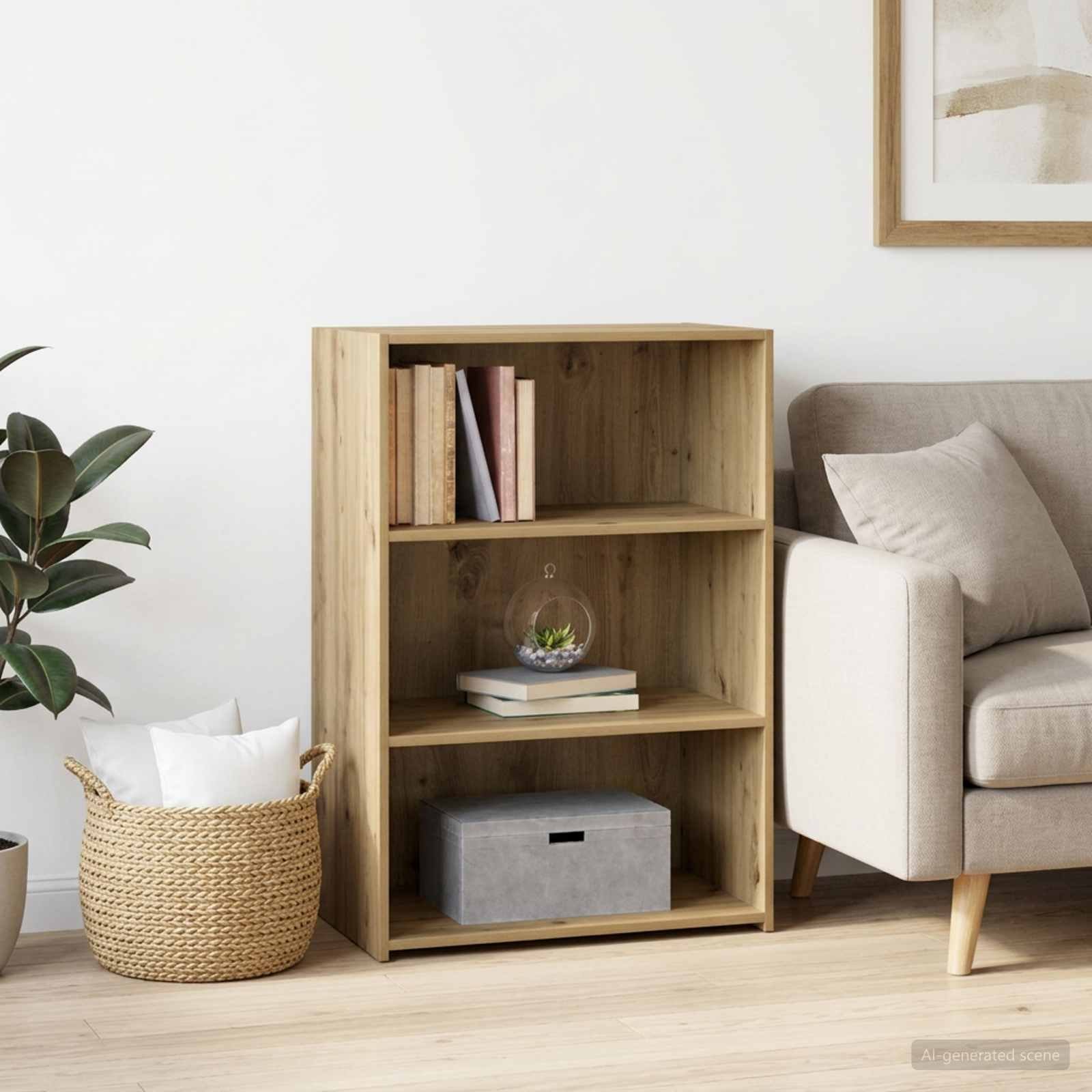 Walplus 2 Shelf Rectangular Sideboard - Artisan Oak - 70 x 41 x 93 cm
