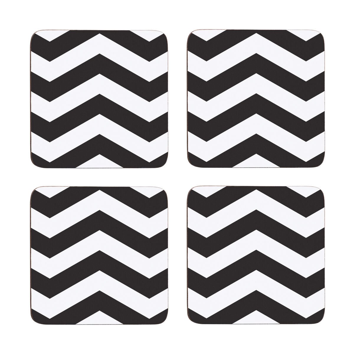 Orsina Set Of 4 Chevron Coasters - Black and White
