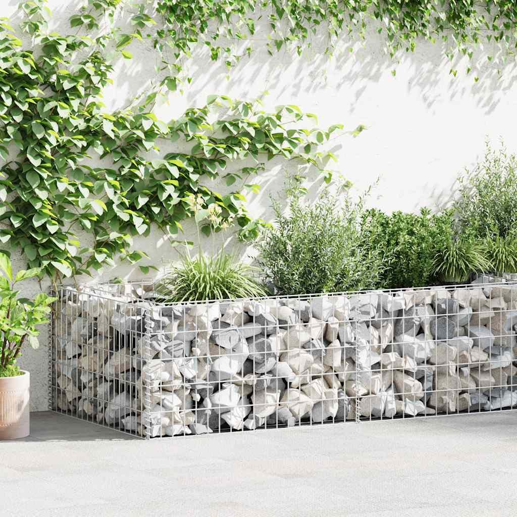 Walplus Galvanised Steel Gabion Planter - Silver - 180 x 90 x 50 cm