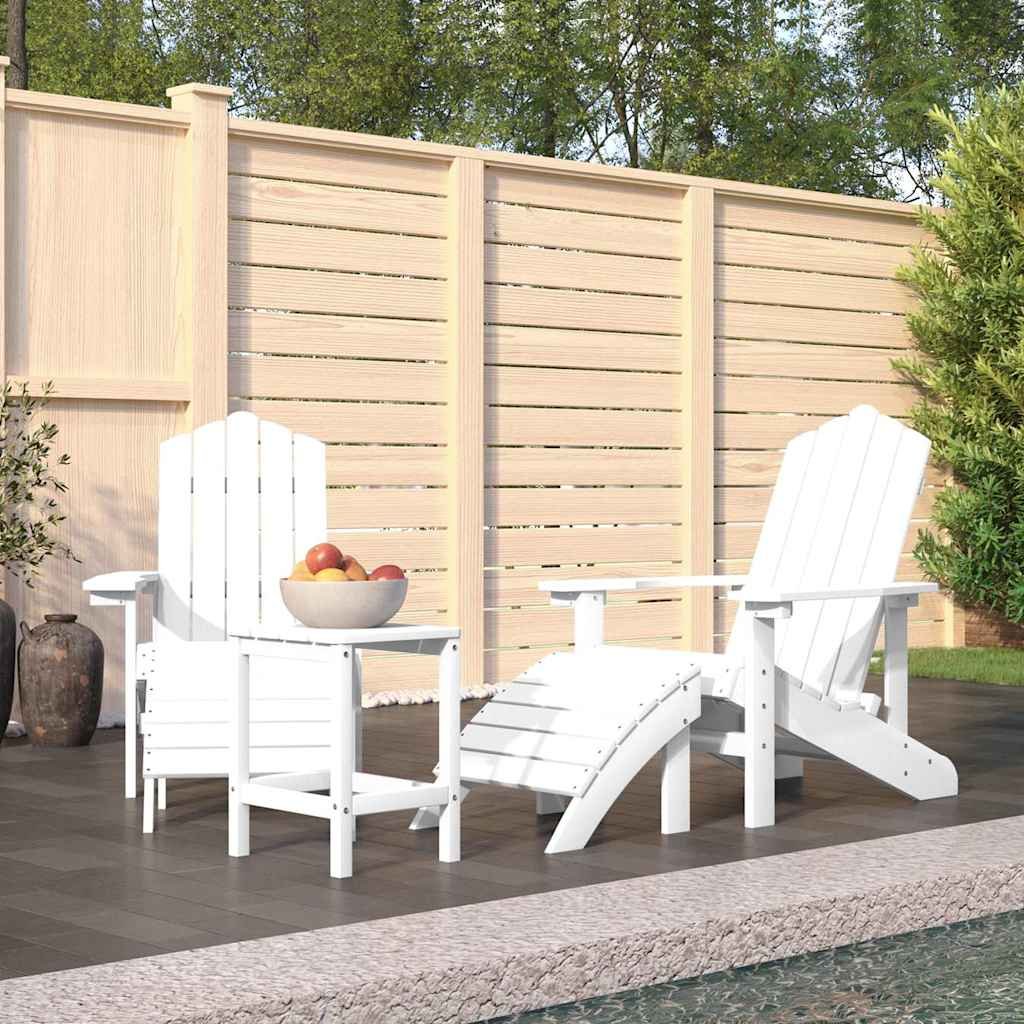 Walplus Iron Garden Adirondack Chairs with Footstool and Table - White