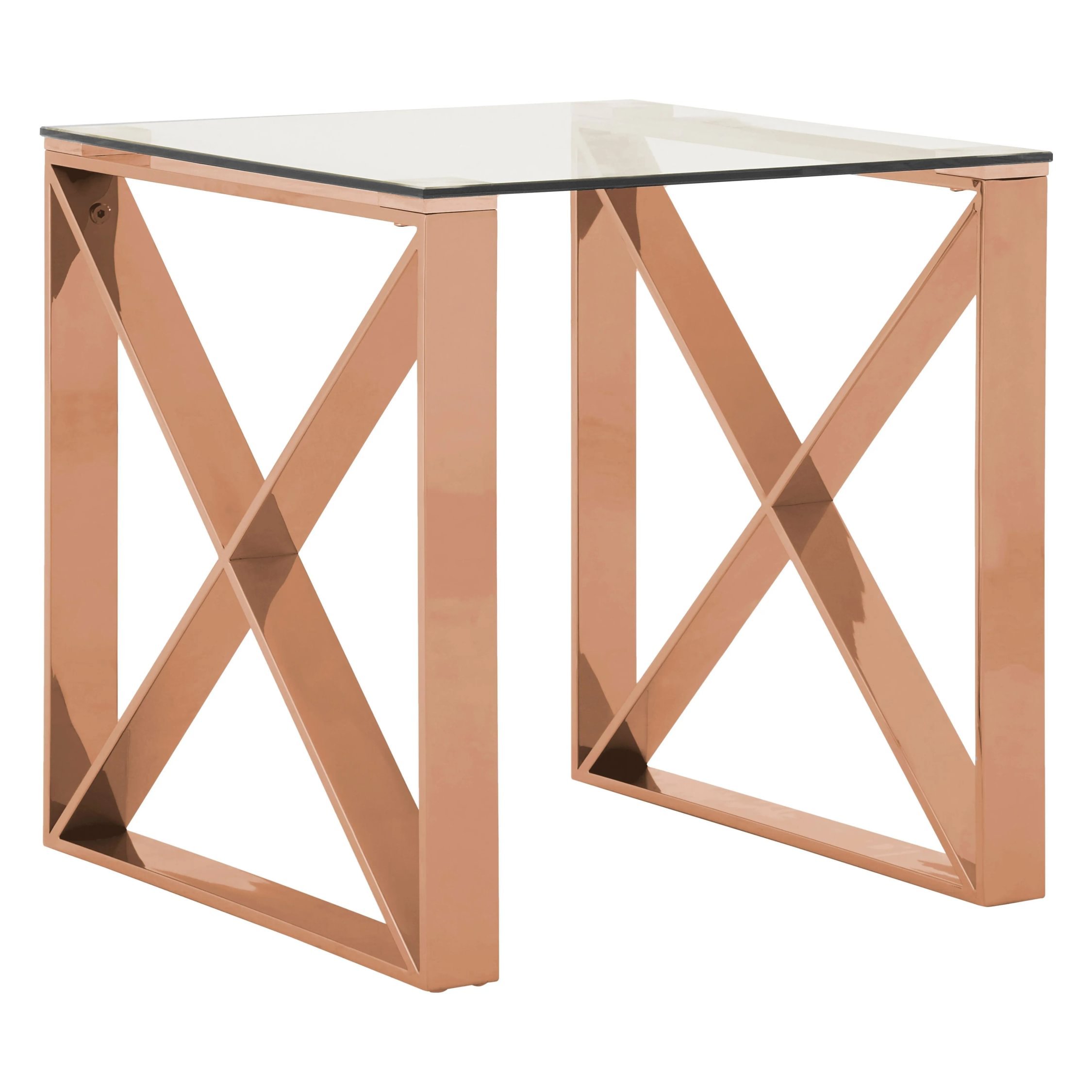Orsina Allure Glass Cross-Leg Side Table - Gold