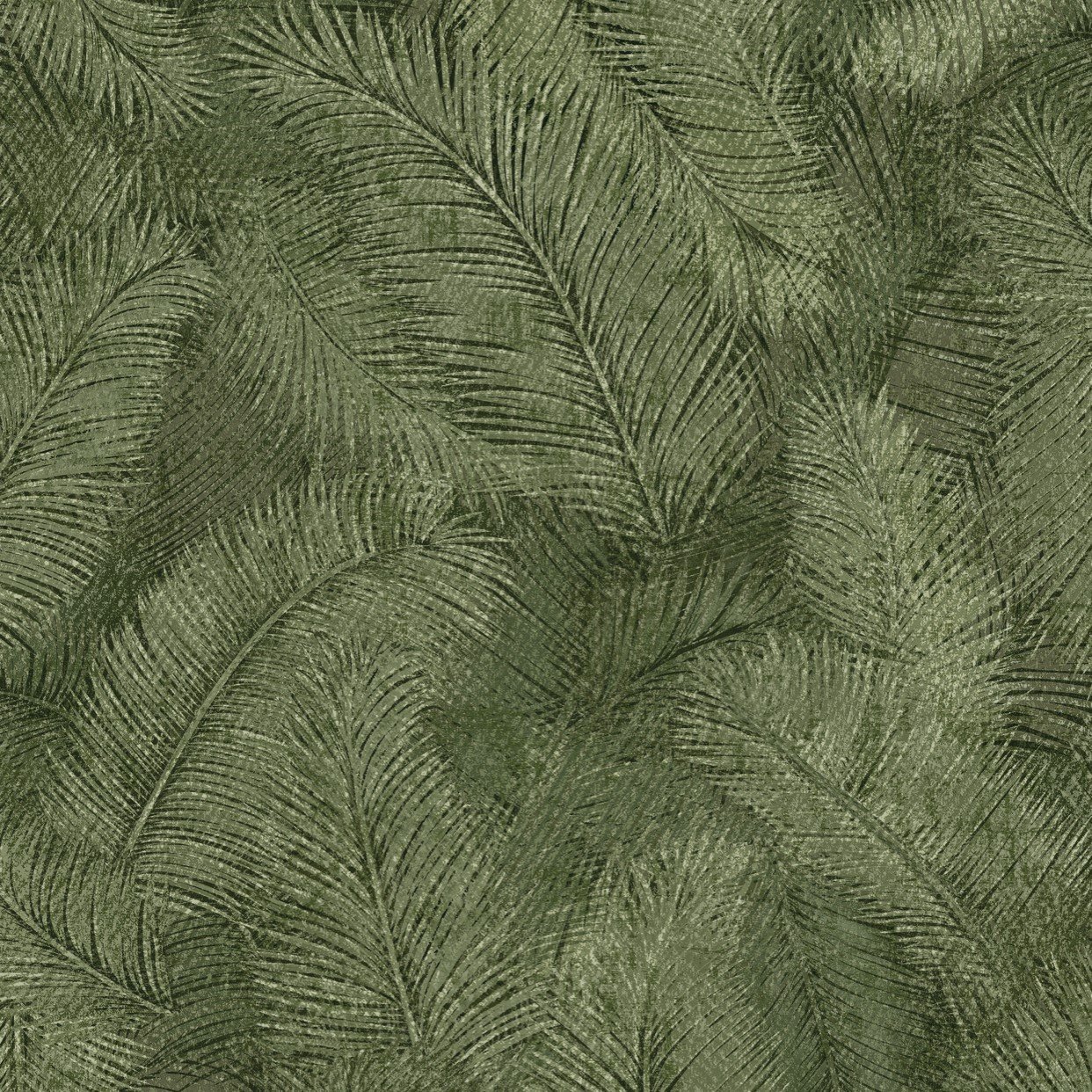 Grandeco Floating Leaf Feather Textured Wallpaper - Green