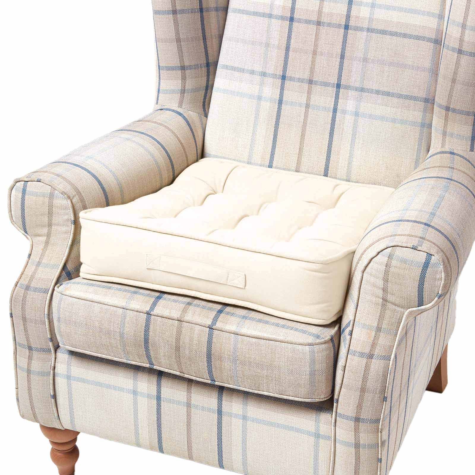 Homescapes Cotton Armchair Booster Cushion - Cream