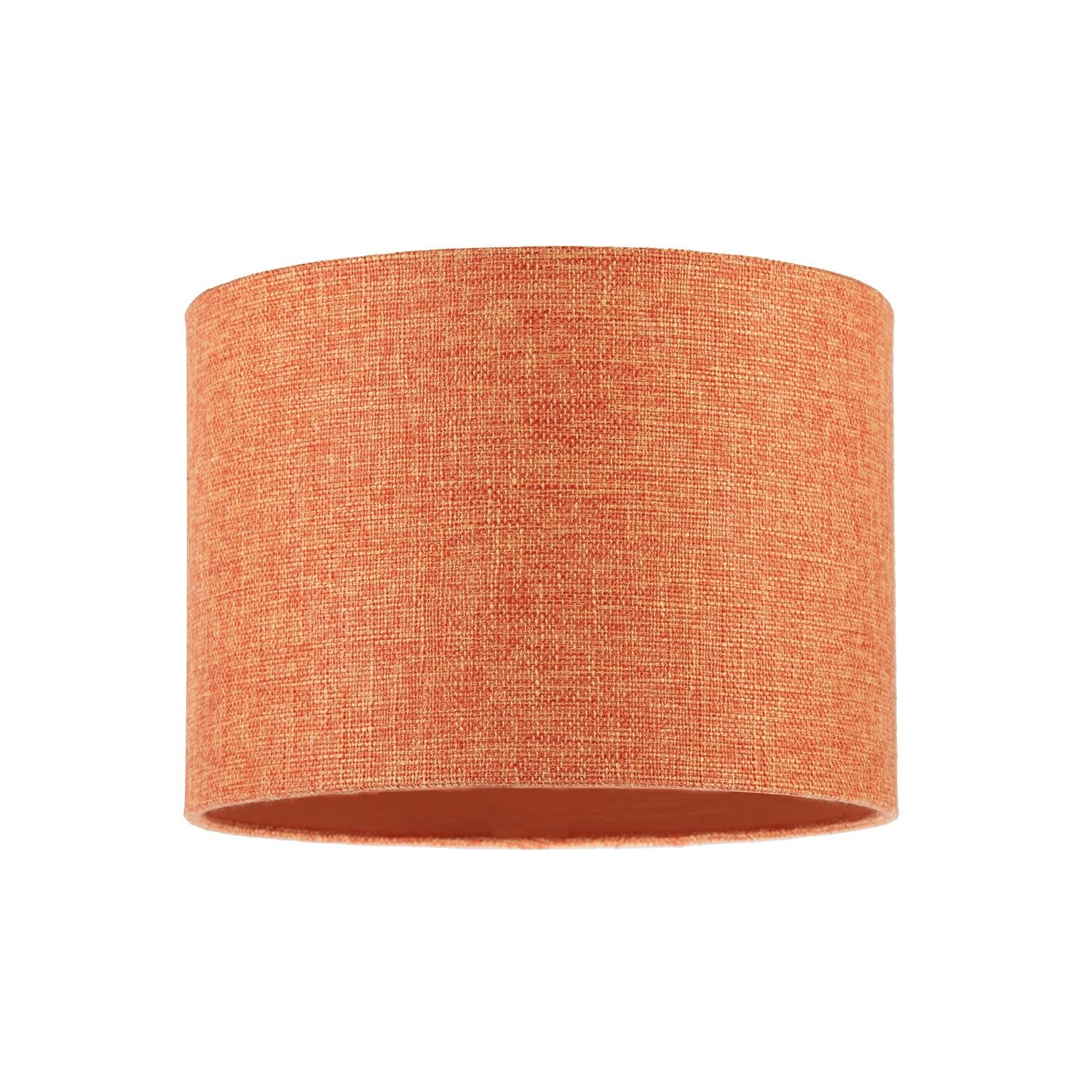 Happy Homewares Sleek Orange Natural Linen Fabric Drum Lampshade - 25cm