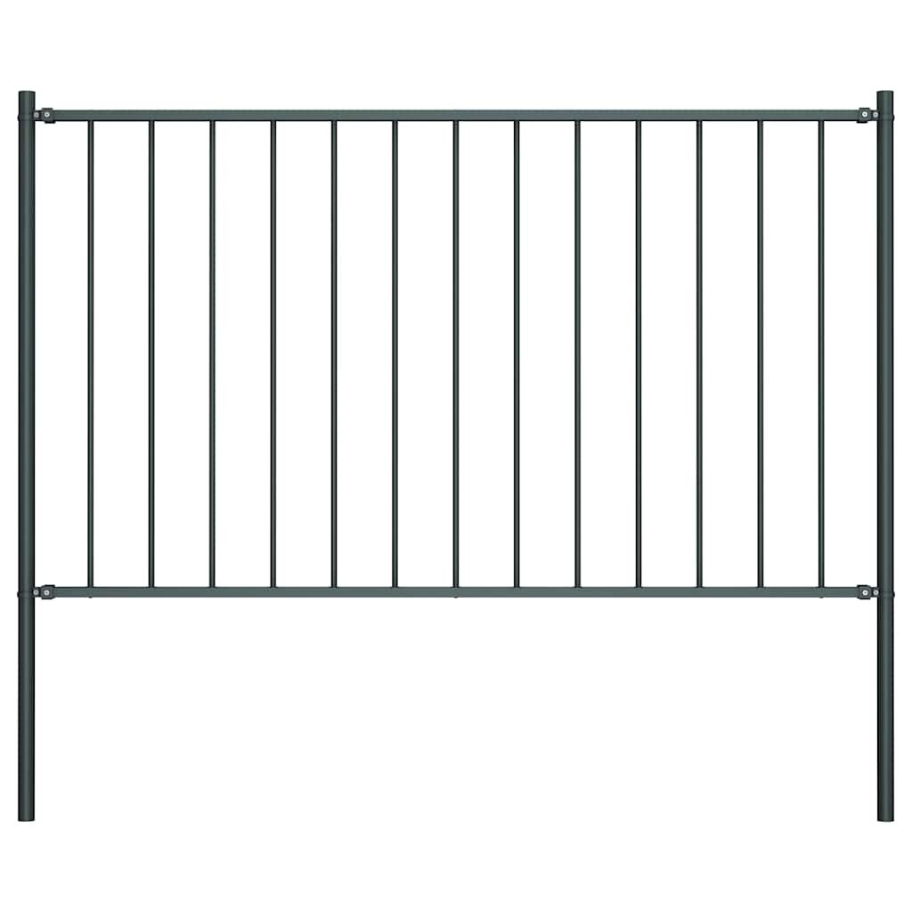 Walplus Steel Fence Panel Woerden with Posts - Anthracite - 1.7 x 1.25 m