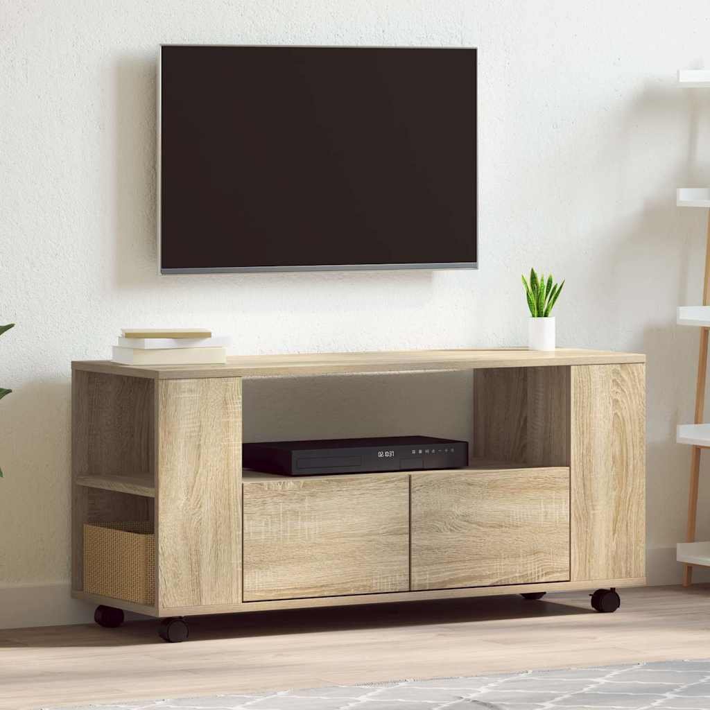 Walplus Engineered Wood TV Cabinet - Light Oak - 102 x 34.5 x 43 cm