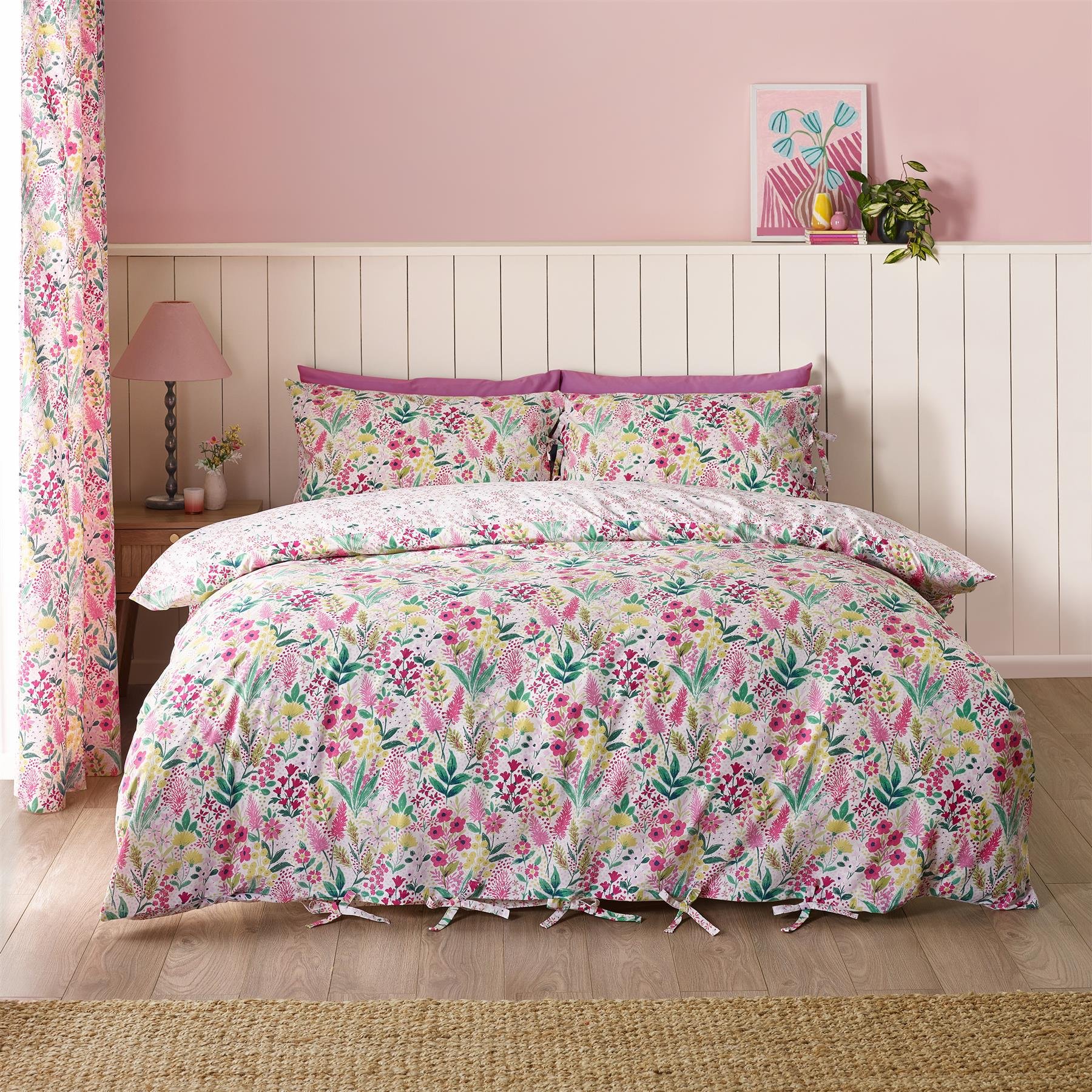 Catherine Lansfield Tilly Floral Duvet Cover Set - Single - Pink