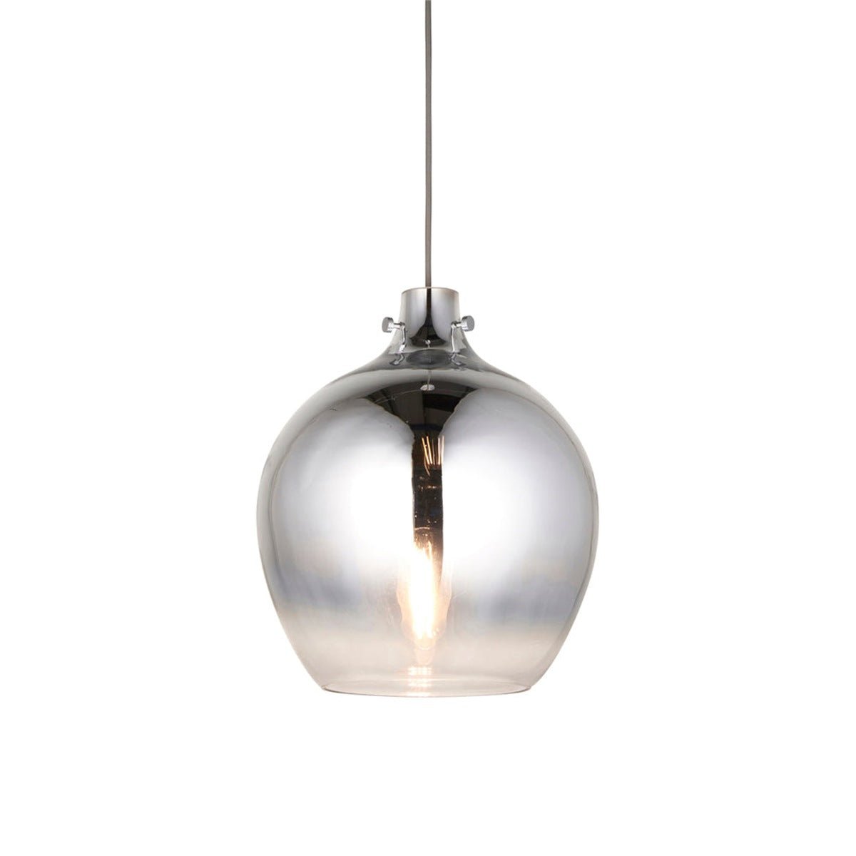 Loops Direct Glass and Steel Pendant Light - Chrome Ombre Glass