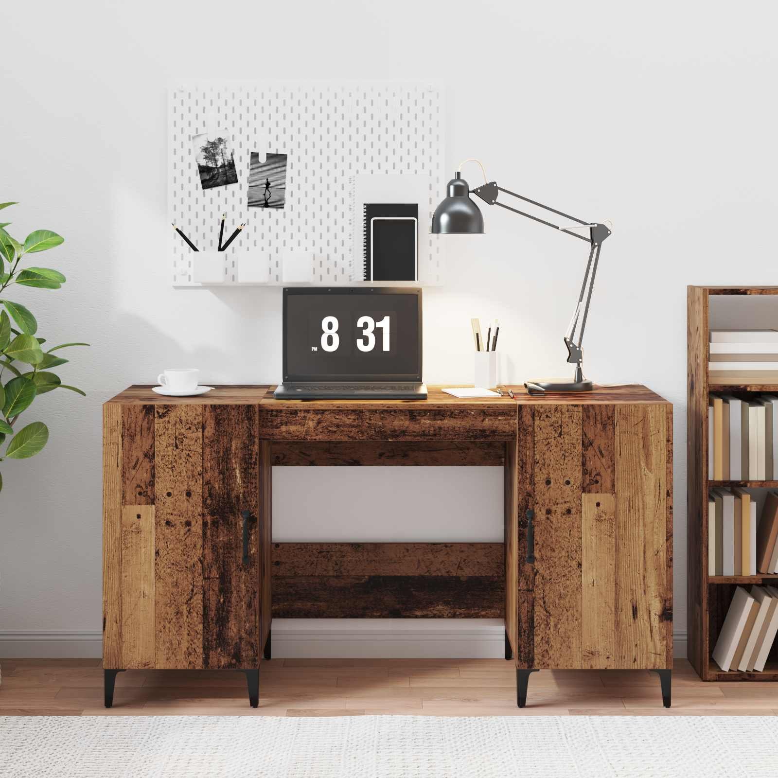 Walplus Engineered Wood Work Desk - Dark Wood - 140 x 50 x 75 cm